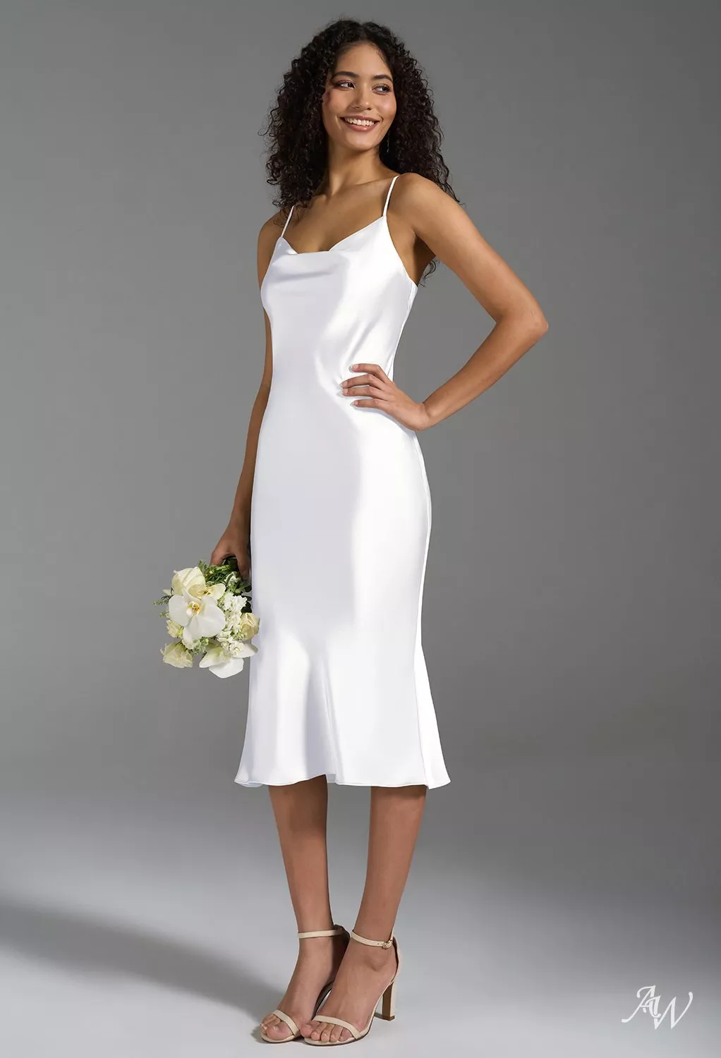 white cowl neck bridesmaid dress AW.Bridal Mermaid Neckline Tea Length Sleeveless Spaghetti Straps Satin Wedding Guest Dresses Size 18 Color:Black and Burgundy 26 inches or 63 New Arrival Girl BABARONI Rust Chiffon Bridesmaid