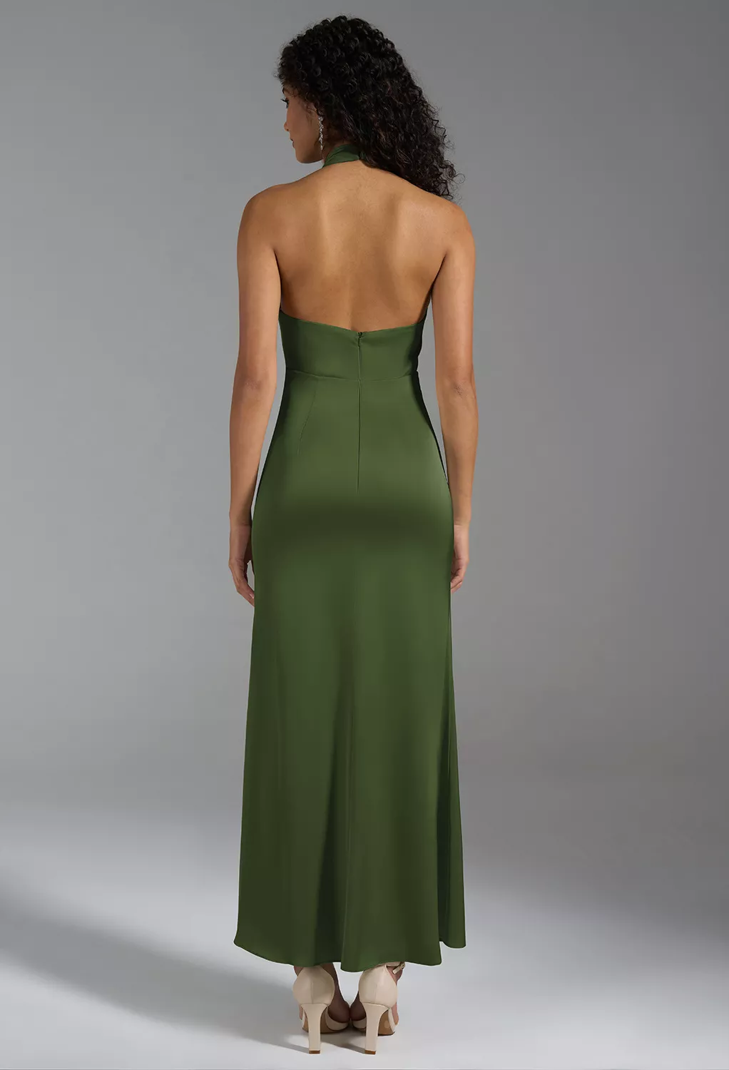 Green Olive Black Tie Wedding Guest Dresses | AW.Bridal
