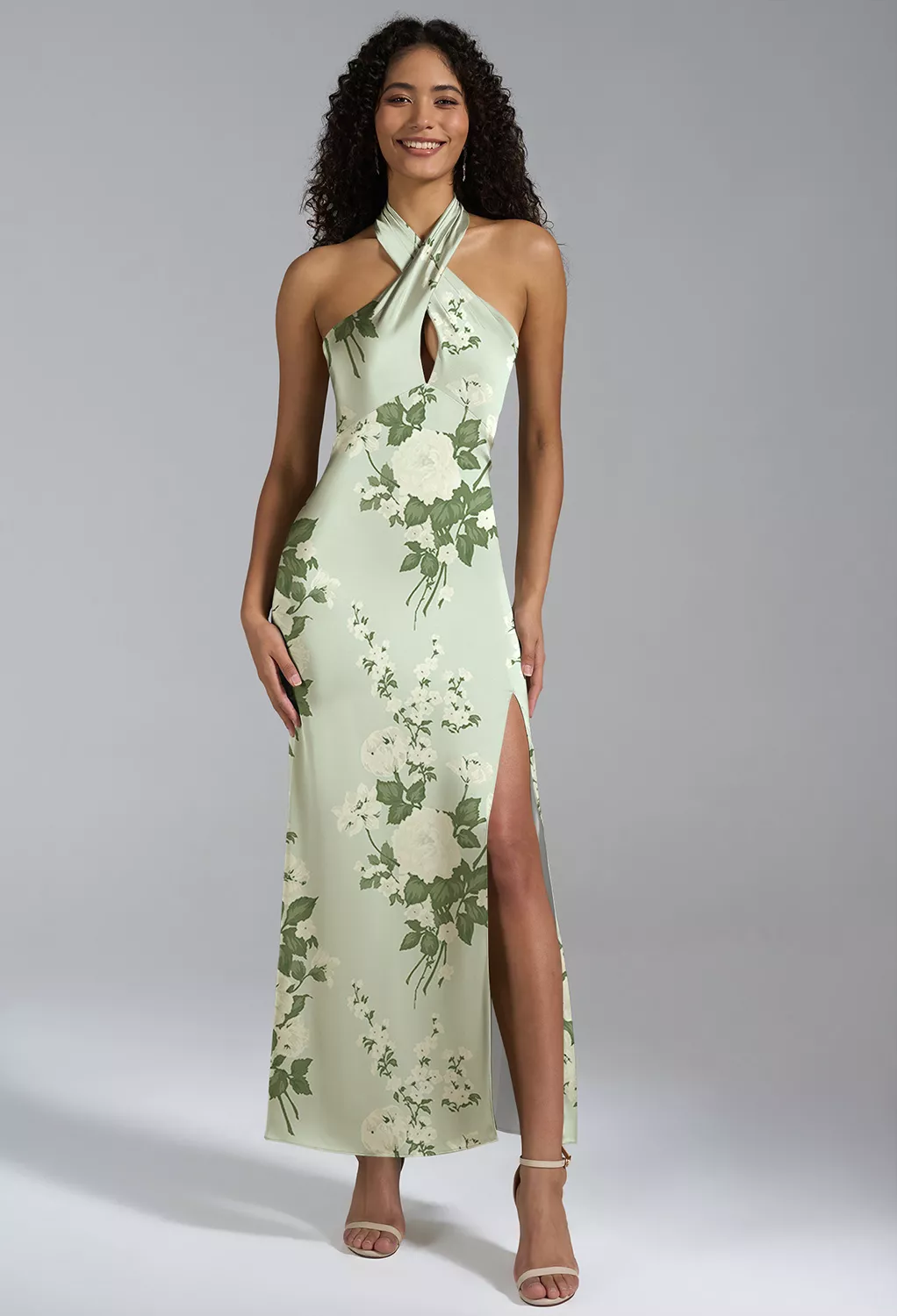 Mottled Moss Green Casual Wedding Guest Dresses | AW.Bridal