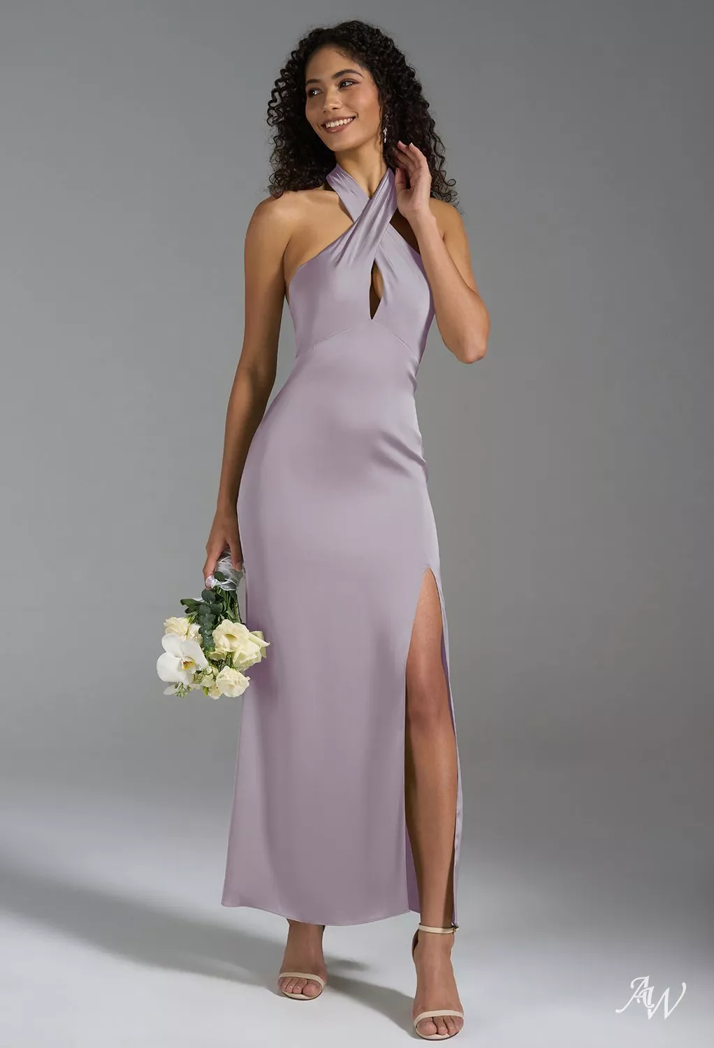 purple halter bridesmaid dress Morilee Bridesmaid 3030041 Satin Halter Neck A-line Dress