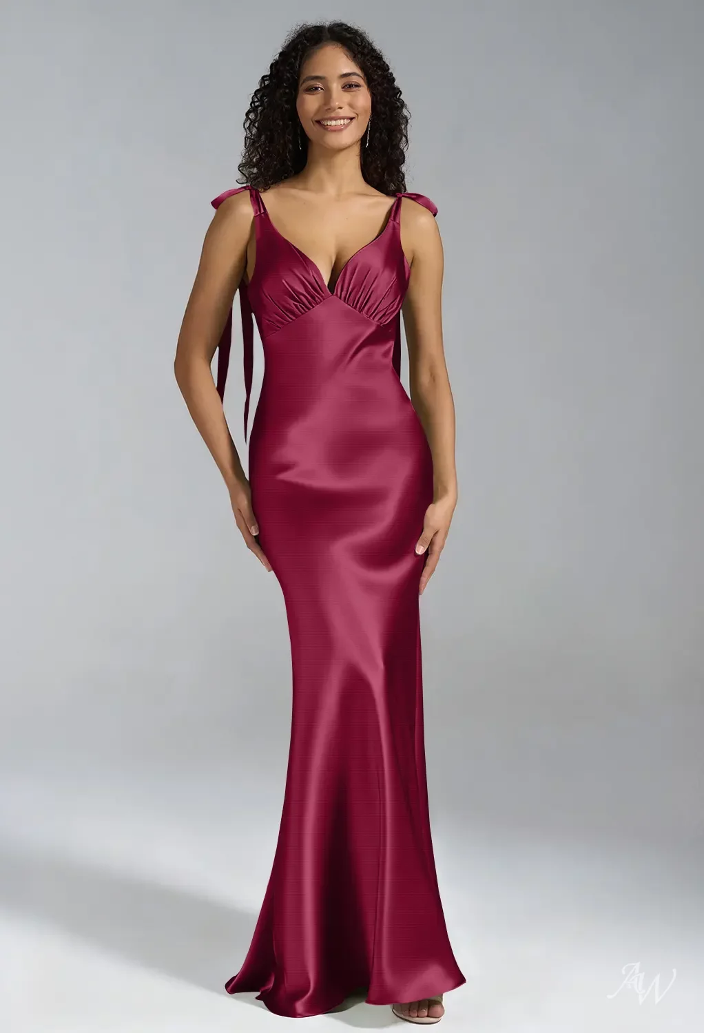stretch satin bridesmaid dresses AW.Bridal Mermaid V-Neck Floor Length Sleeveless Bows Dress Deep Claret Size 6 Size:AU 22 CollRoyalBlueTuxedos Elenzga White And Blue Elevate your bridal party’s