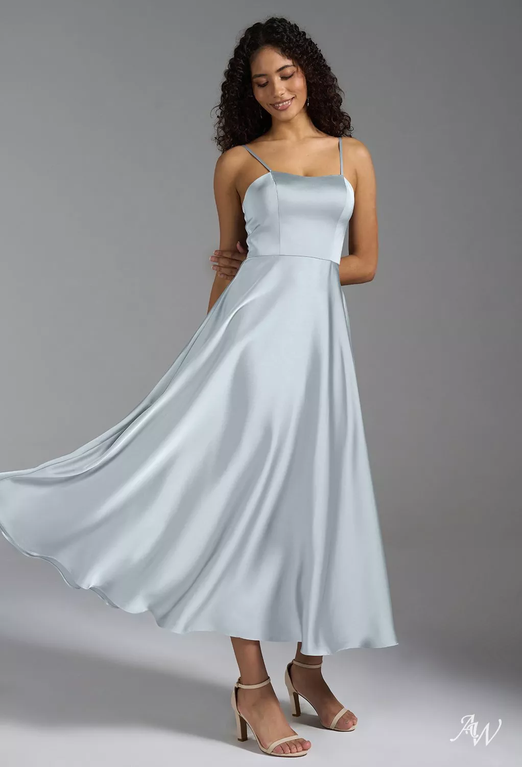 satin light blue bridesmaid dresses AW Lexi Charmeuse Baby editorial finish Maxi length haldi outfit gown PRE-ORDER - Haunted Beauty Size 1:S
