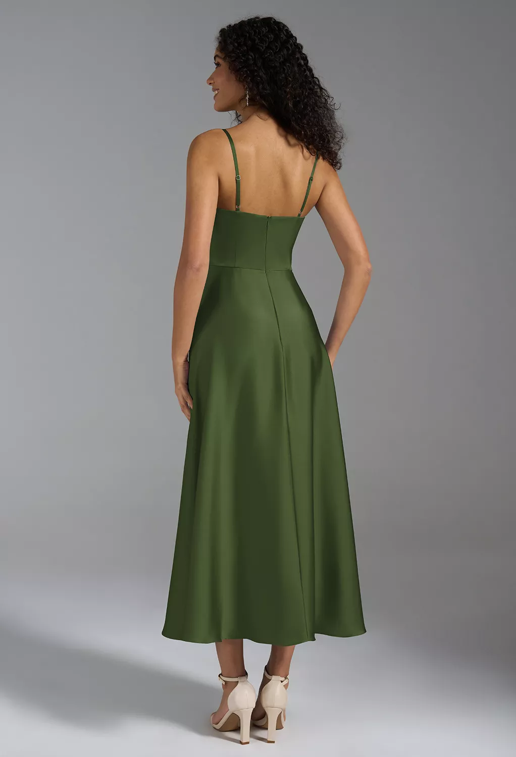 olive green black tie wedding guest dress Wrap Dress (olive green) Cruise, Formal, Black-Tie, Ball, Prom, Weddin –  Redcarpetdresses.co.uk main image 0