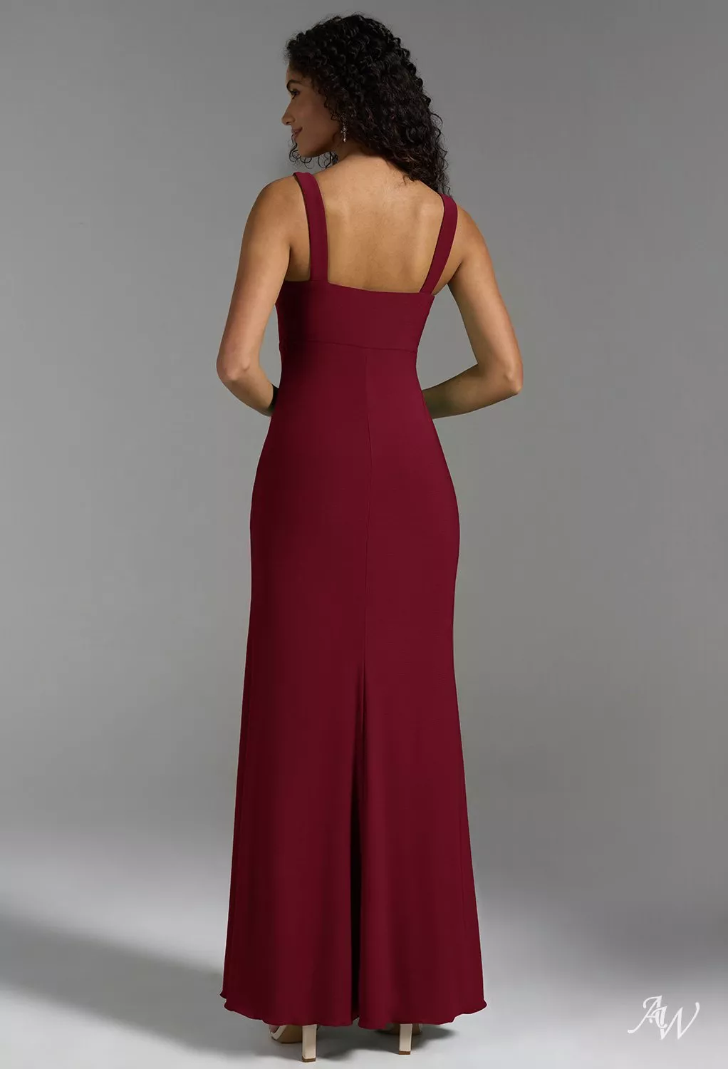 maroon boho bridesmaid dresses AW.Bridal Mermaid Square Neckline Floor Length Sleeveless Split Long Dress Burgundy Size 4 Maxi dress