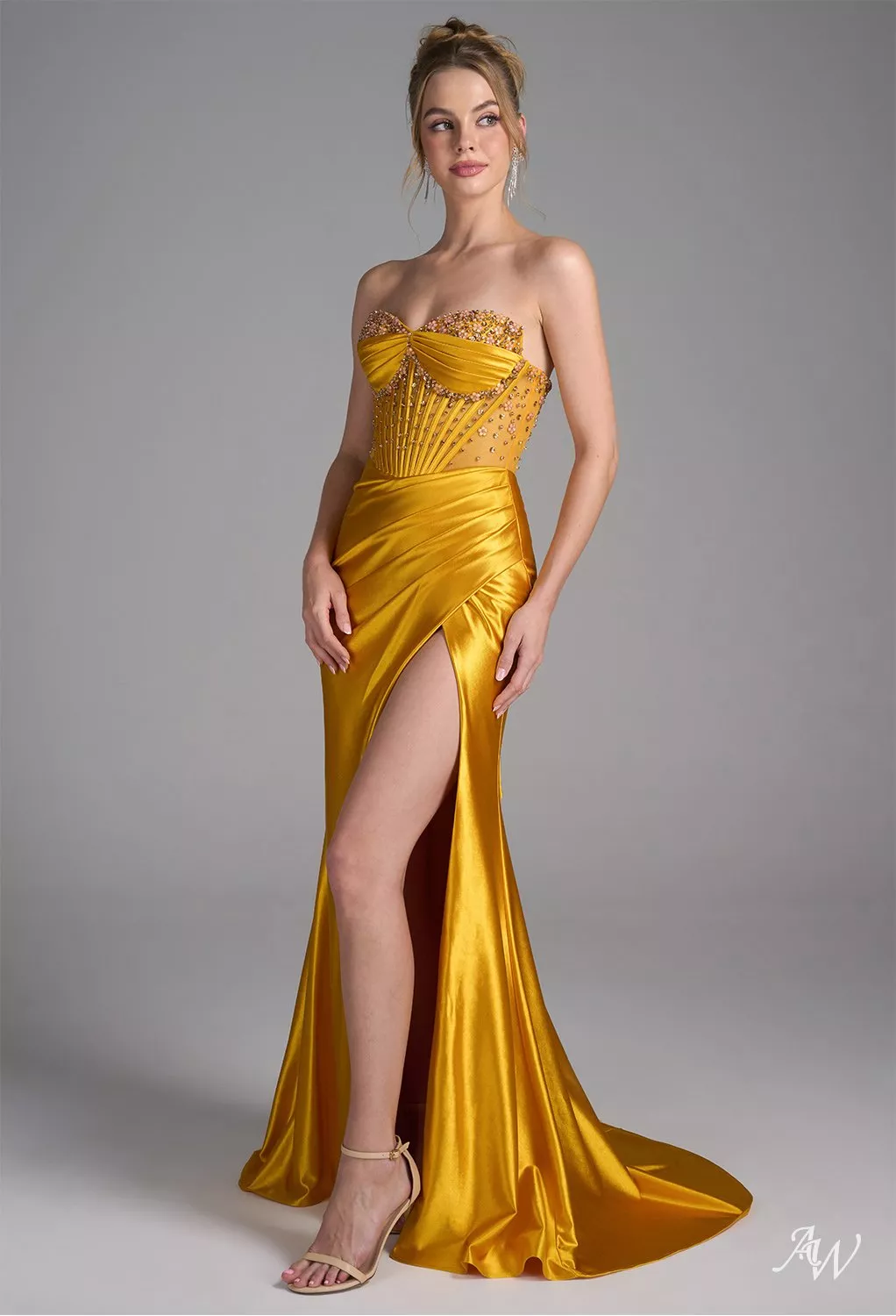 white christmas dresses Shop Vacation Canary Yellow Strappy Shirred Midi Dress main image 0