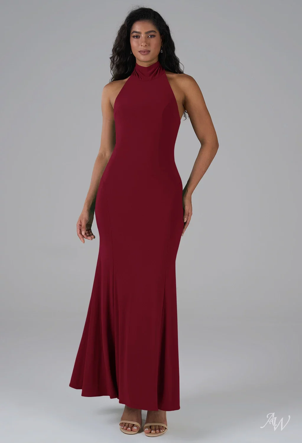 high neck burgundy bridesmaid dress Sexy Different Colors Spaghetti Strap Mermaid Backless Cheap Long Brid –  Wish Gown main image 1