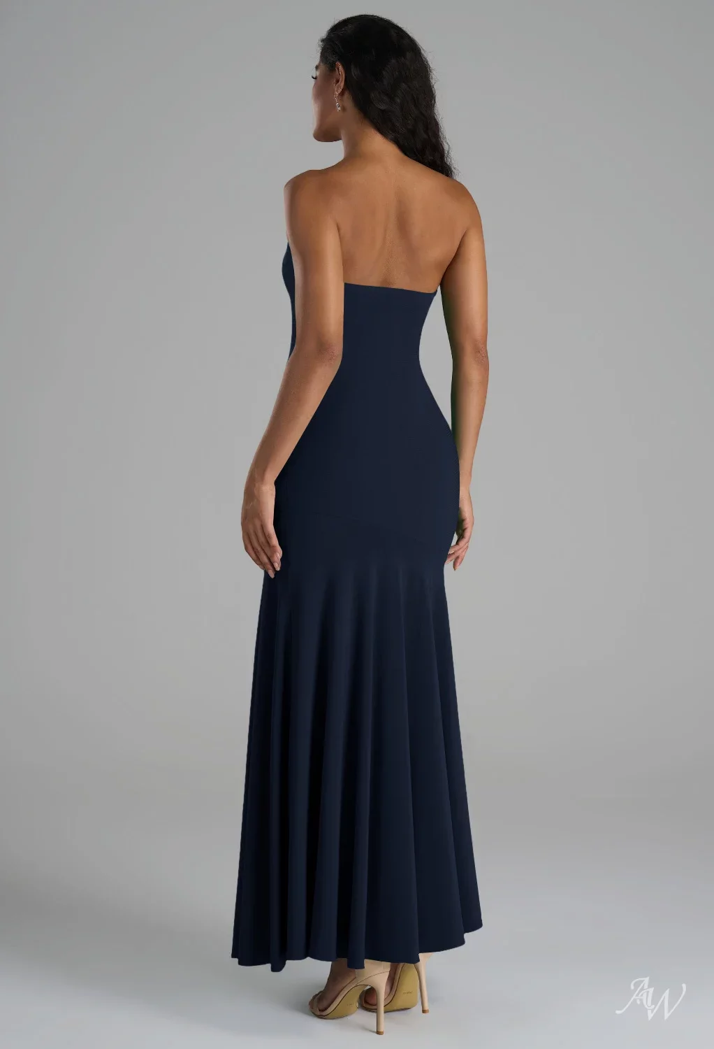 AW.Bridal Mermaid Straight Neckline Ankle Length Sleeveless Strapless Long Bridesmaid Dresses Dress Dark Navy Size 6