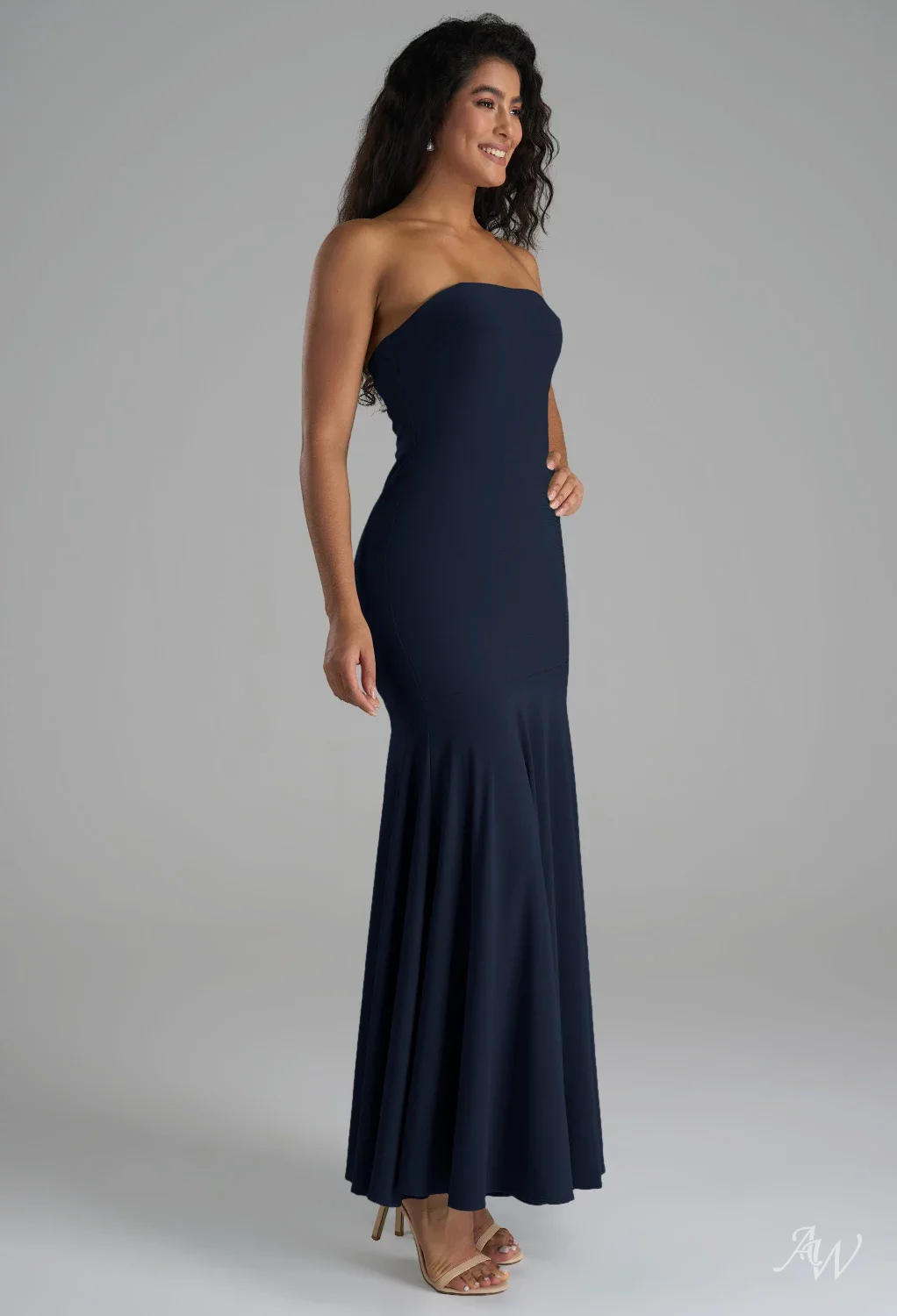 mermaid navy blue bridesmaid dresses Size 12 Hayley Paige 6458 Conrad Ivory Gown