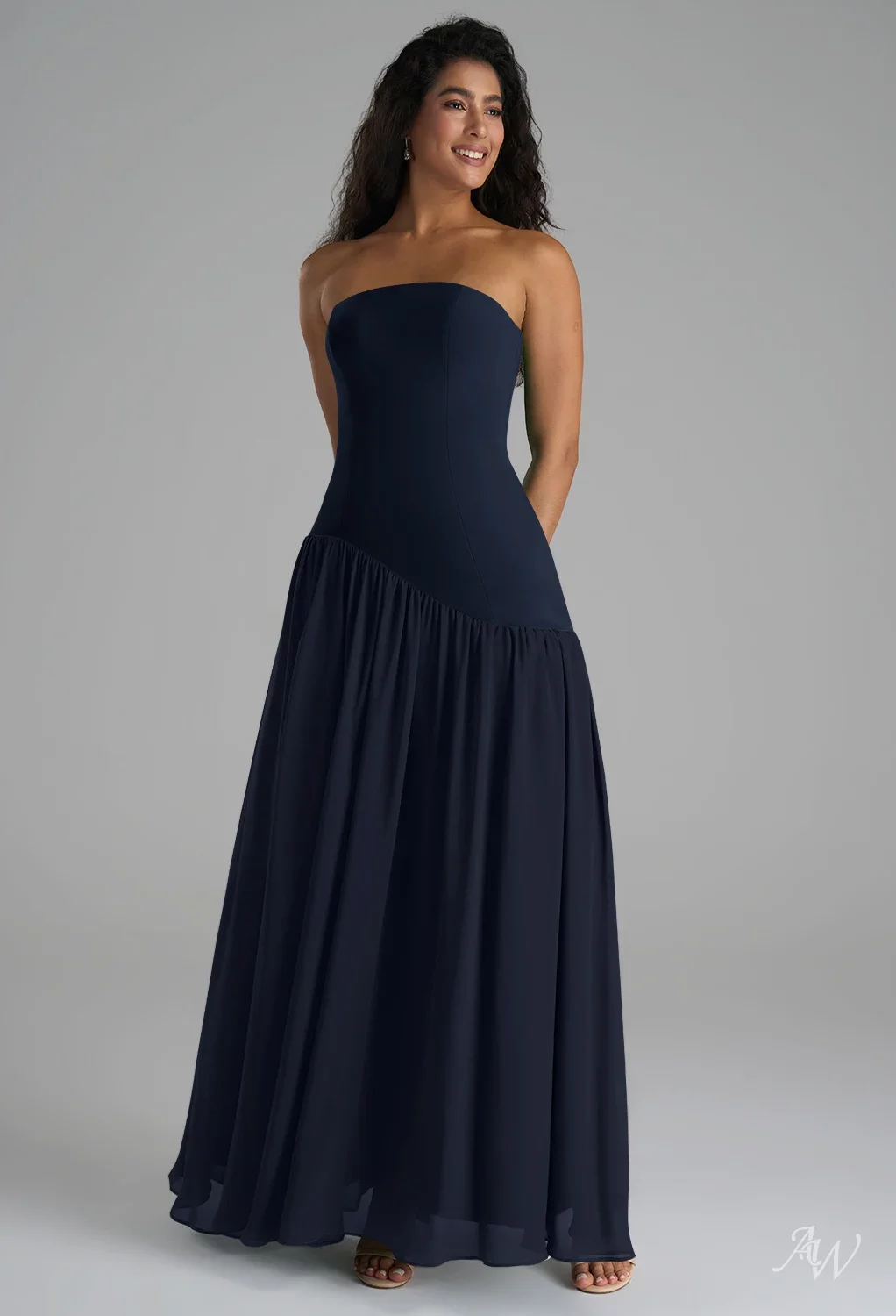 princess polly baby blue dress Navy Chiffon Bridesmaid Dress A-Line Floor-Length