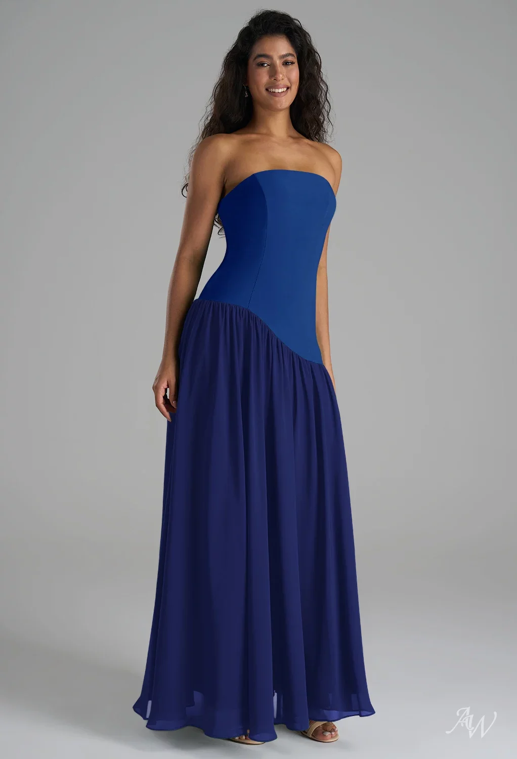 royal blue matron of honor dresses AW Leonore Bridesmaid Acetate Satin Hemline formal-dress DeLa-Rizon Backless Goddess Ruffle Finish:Rose Gold