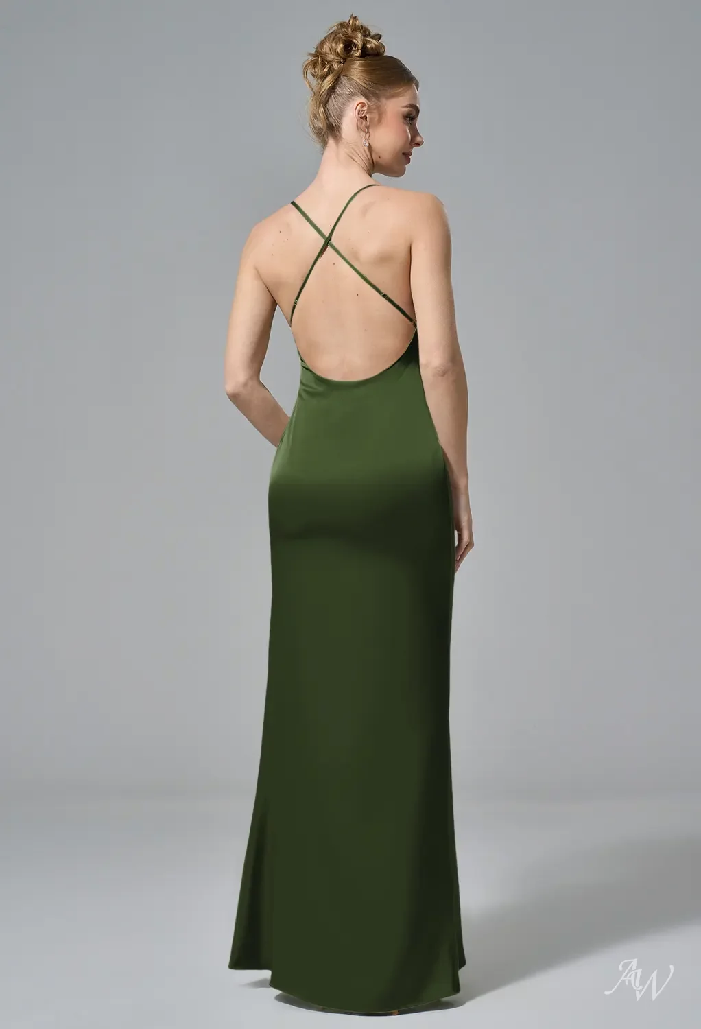 stretch charmeuse sleeveless cowl bridesmaid dress AW.Bridal Column Neckline Floor Length Spaghetti Straps Satin Backless Long Dresses Green Olive Size 8 A timeless choice for primary Cupshe Women's Chic Strapless Color:Custom Color (  Leave us a note the color you want )