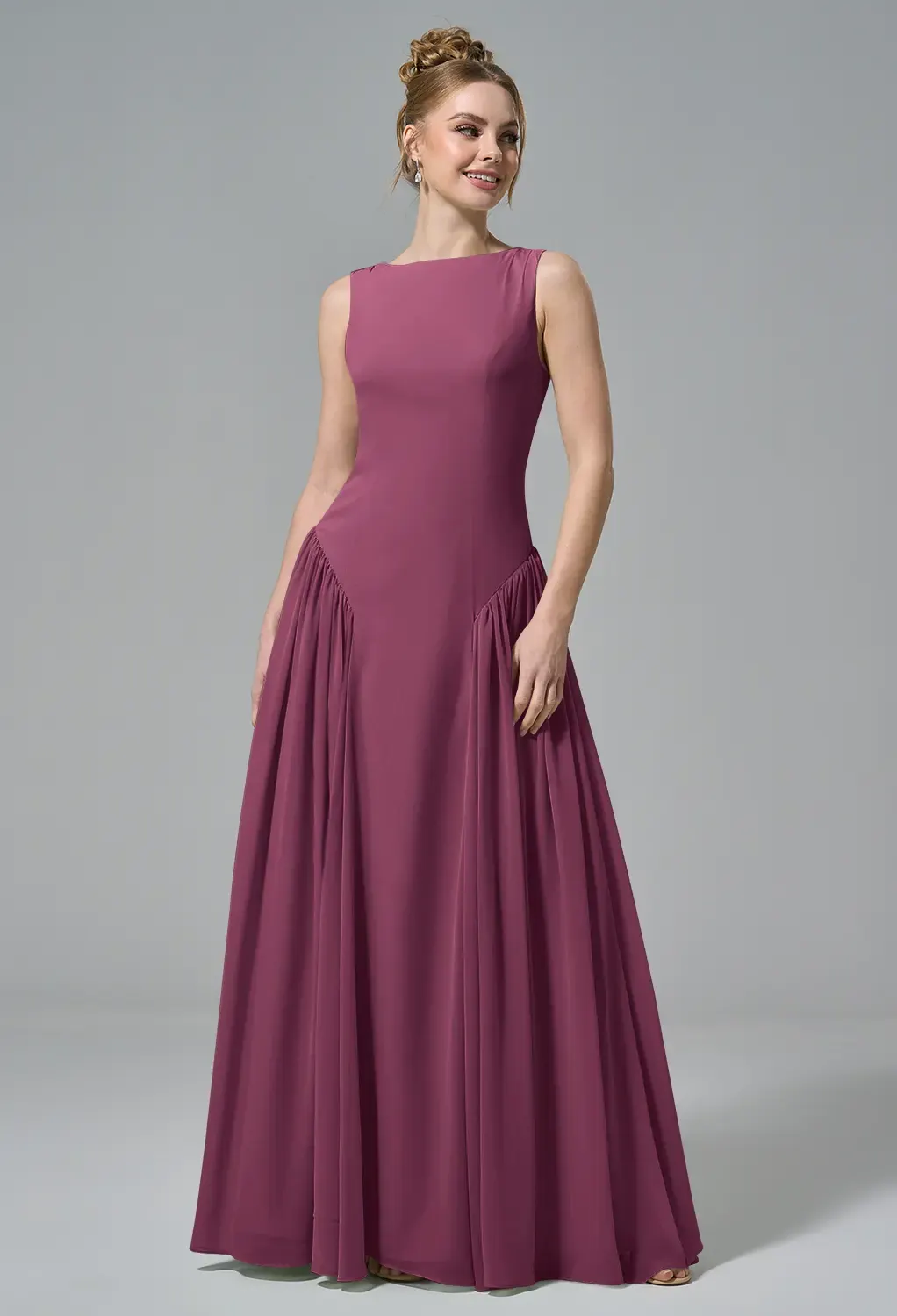 light blue bridesmaid dresses with sleeves Dusty Blue Chiffon Cap Sleeves V-neck A-line Bridesmaid Dresses, CB025 –  clover sew main image 1