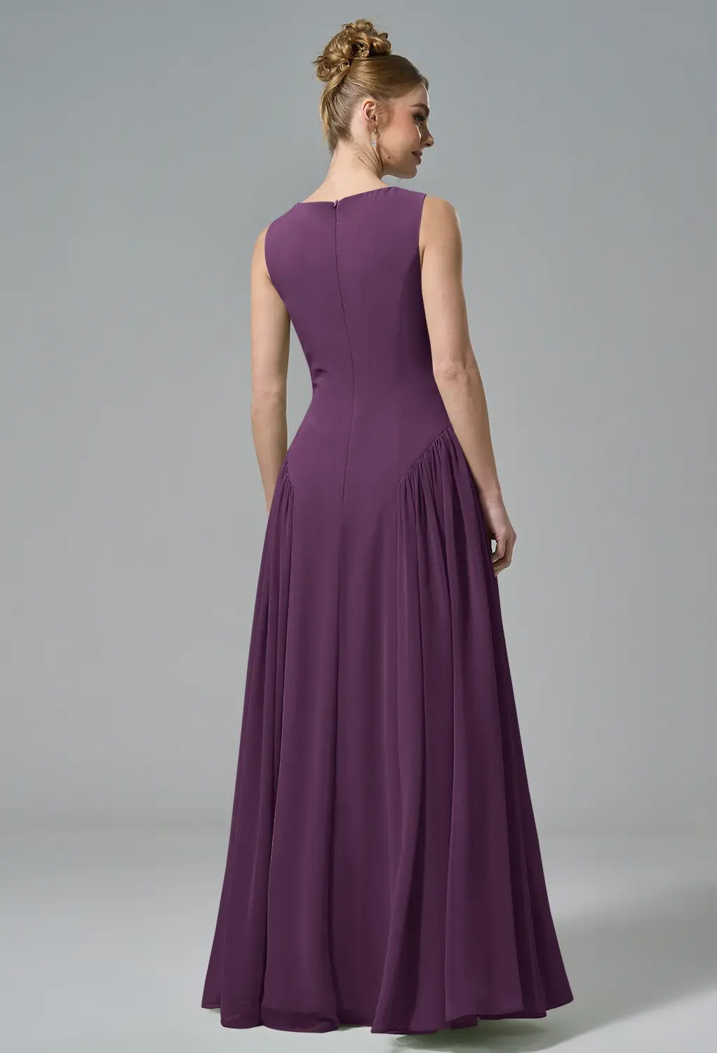 strapless open back dress Grape Mother of The Bride Dresses Sheath/Column V-Neck 3/4 Sleeve Long Mother of The Bride Dress main image 1