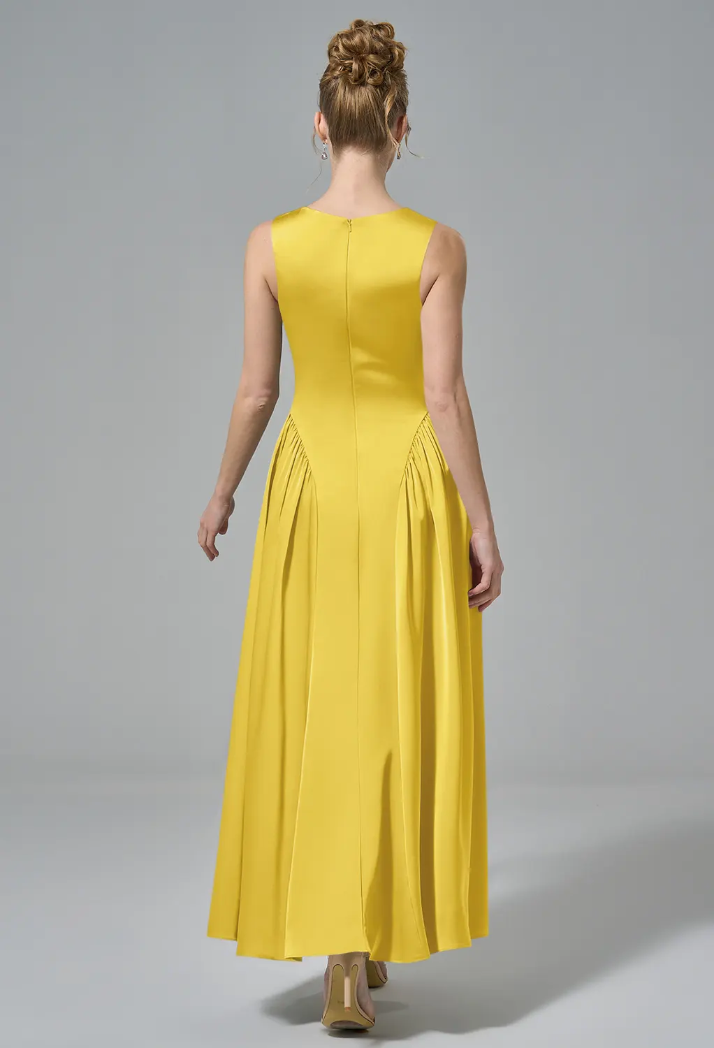 daffodil color bridesmaid dresses Cocktail Wedding Guest Shoulder