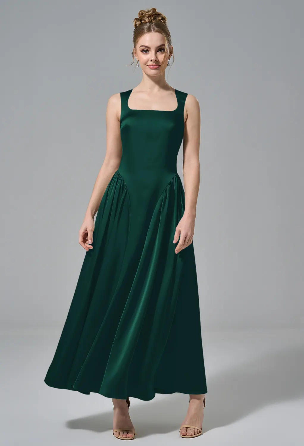 green emerald velvet dress Daria Halter Neck Midi Dress main image 1