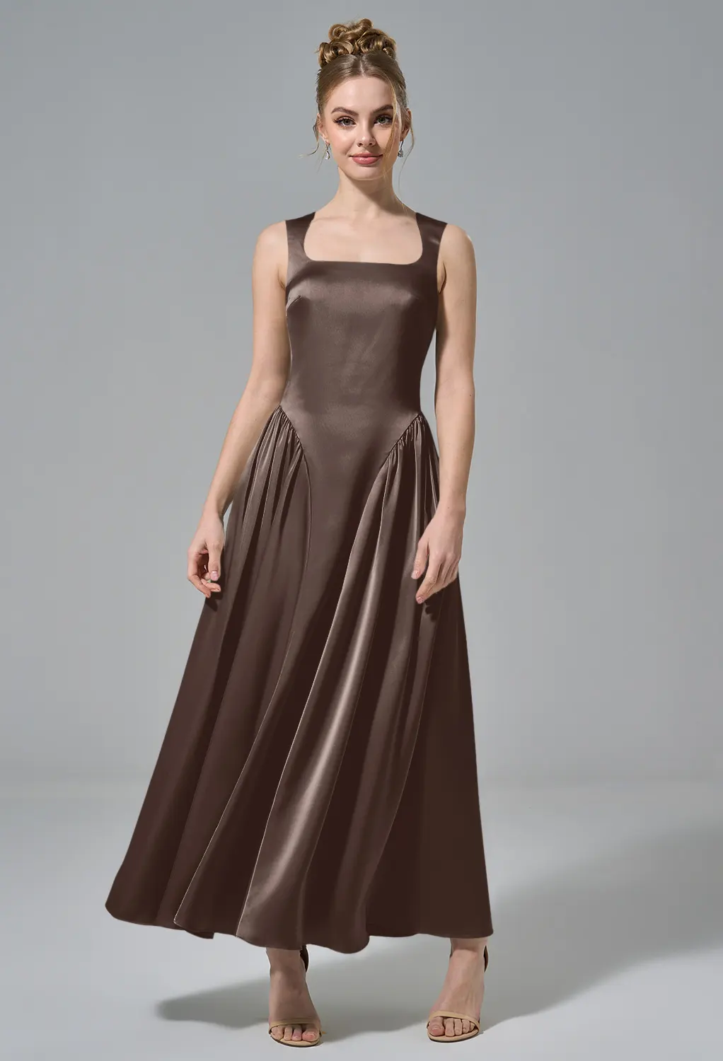 chocolate brown plus size formal dresses LaDivine 7497C Long A Line Evening Dress – The Dress Outlet Maxi length hemline color_Brown Bridesmaid Dresses Dress Barn Size:F (16-18)