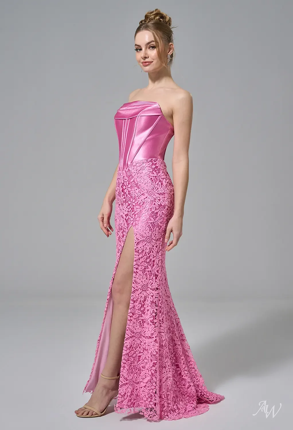 hoco dress pink Ombreprom Homecoming Dress Glitter Star Pink with Long Sleeves