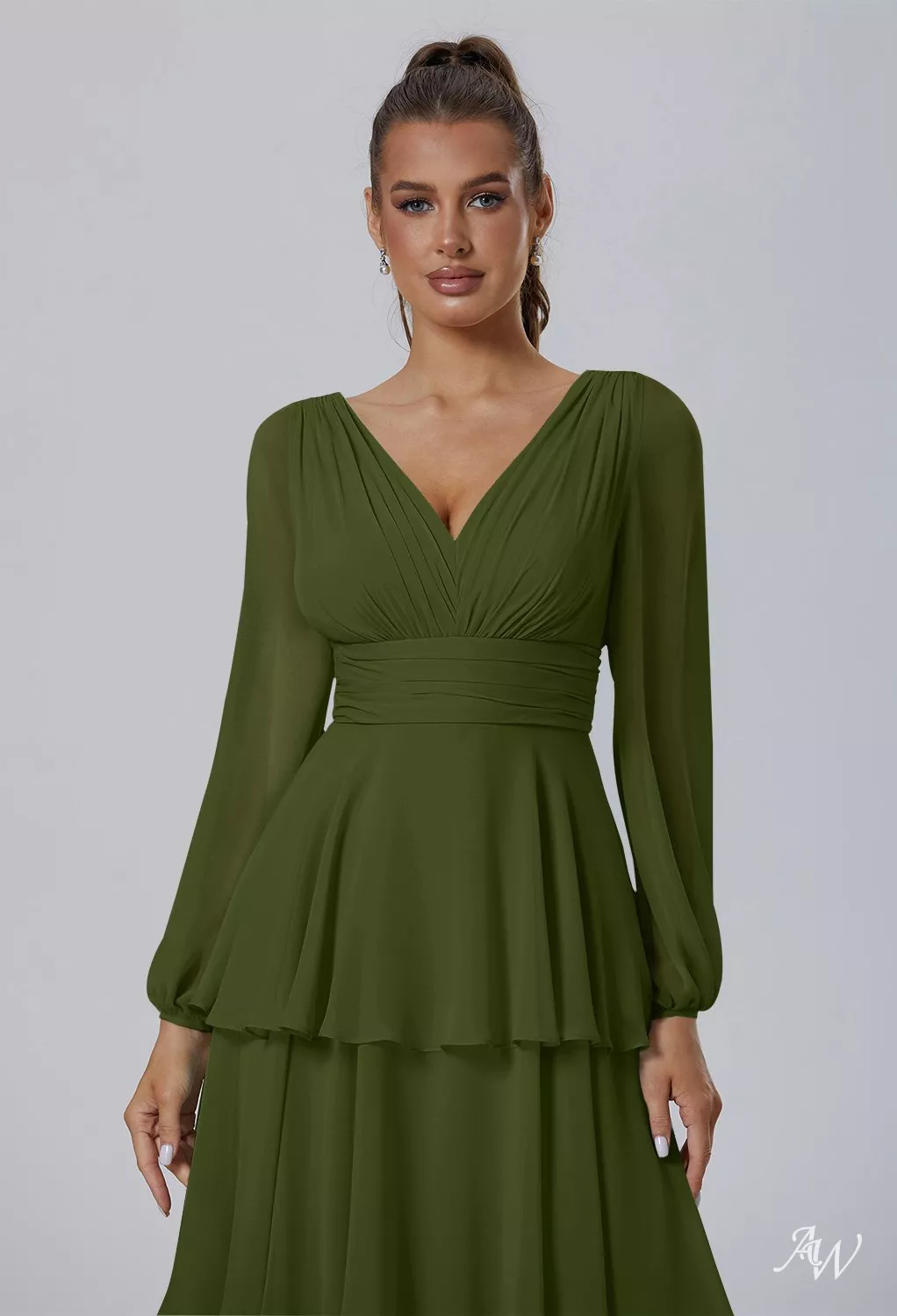 AW Tegan Green Olive Bridesmaid Dresses | AW.Bridal