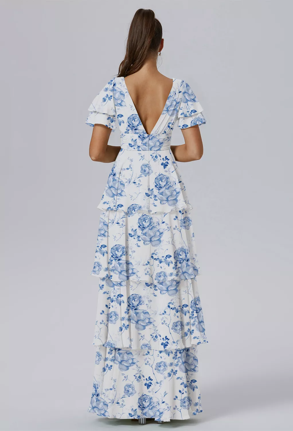 Blue Botanical Floral, Blue Floral Bridesmaid Dresses | AW.Bridal