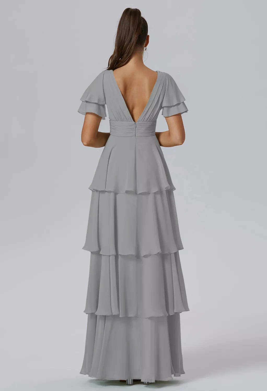 dove colored bridesmaid dresses Dove Gray Bridesmaid Dress Chiffon Size 3X
