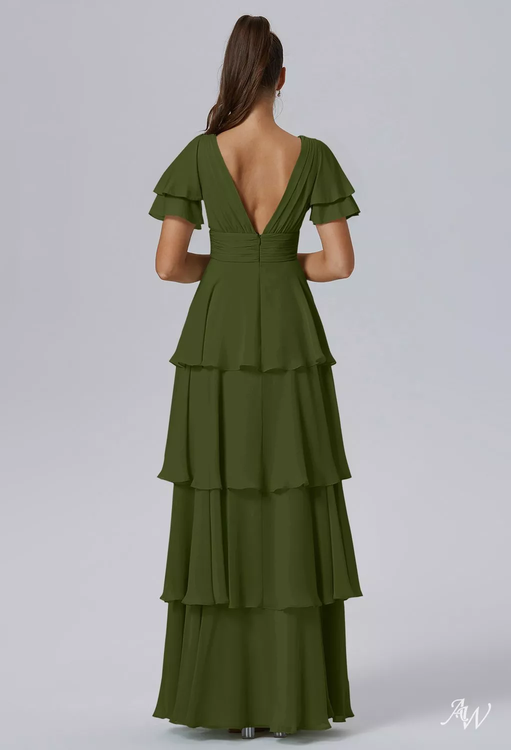 anna frozen dress green Green Sage Ball Gown with Jewel-Strap Bodice and Bubble-Hem Overskirt main image 1