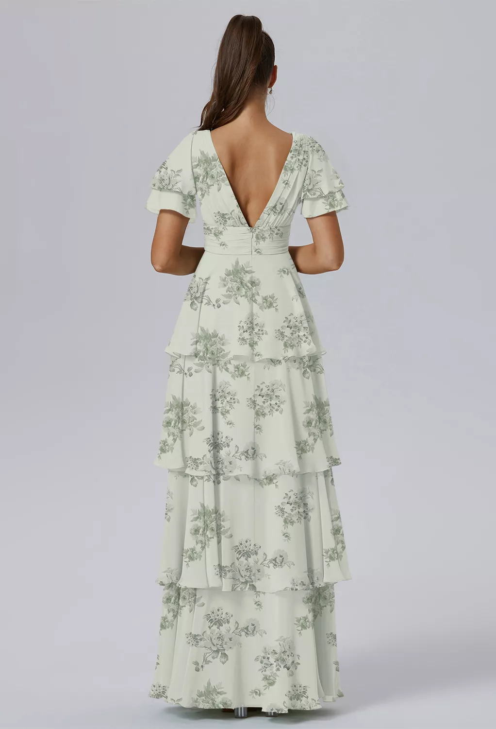 Pistachio Green Penoy, Green Floral Bridesmaid Dresses | AW.Bridal