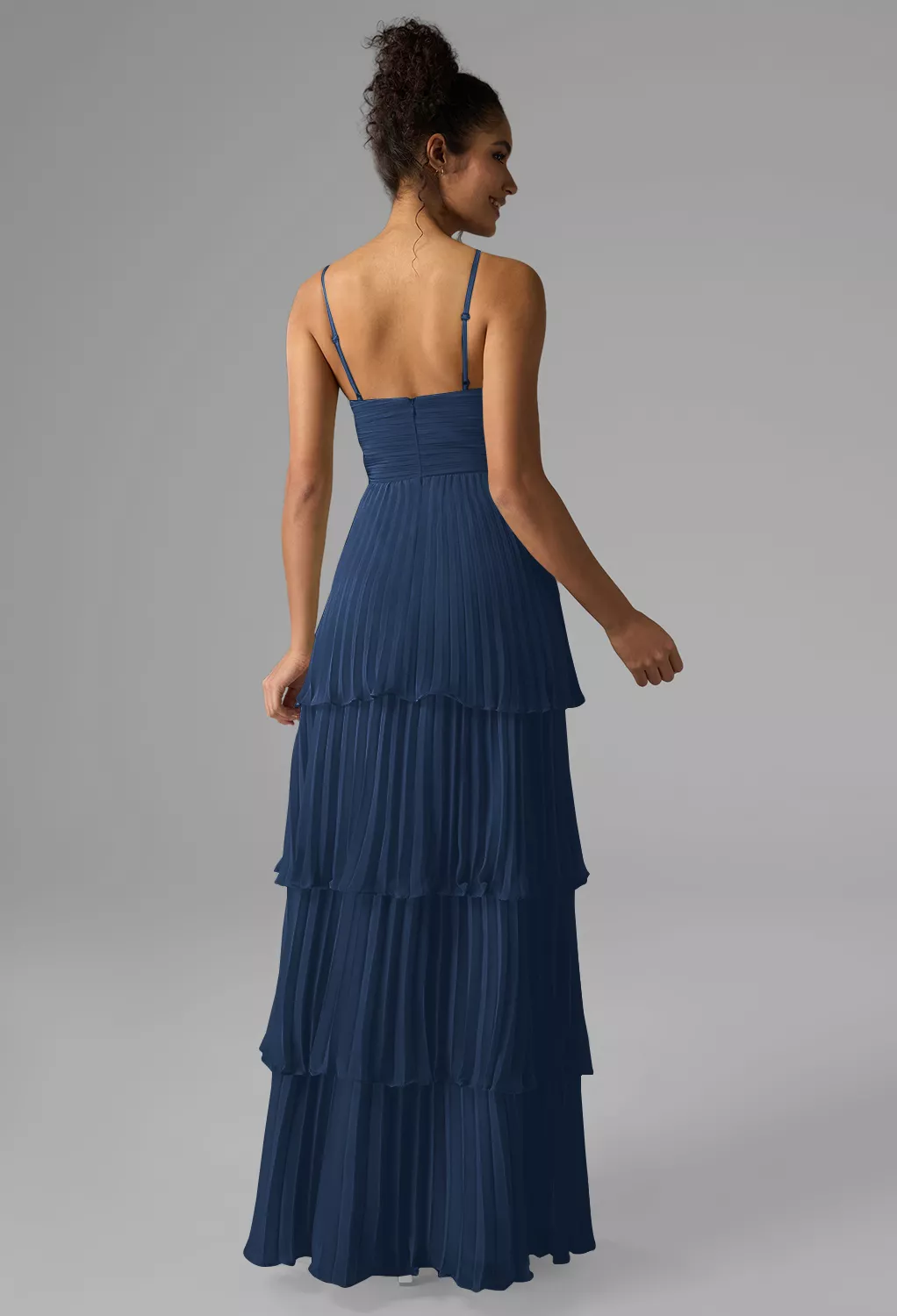 bikini bridesmaid dress Blue Chiffon Bridesmaid Dress with Plunging V-Neck main image 1