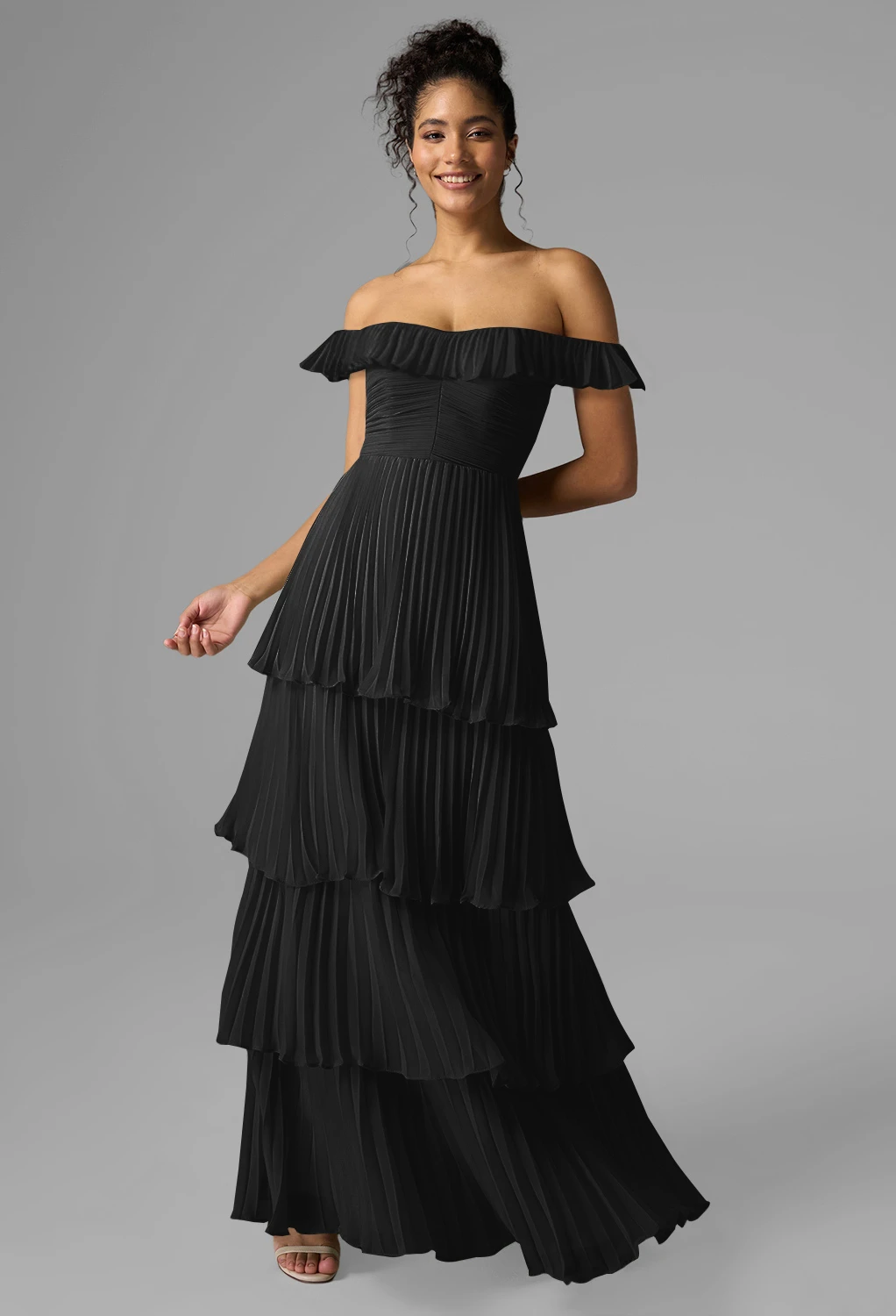 princess polly baby blue dress V-Neck Black Mother of the Bride Dress with Long Lace Sleeves-Bridelily