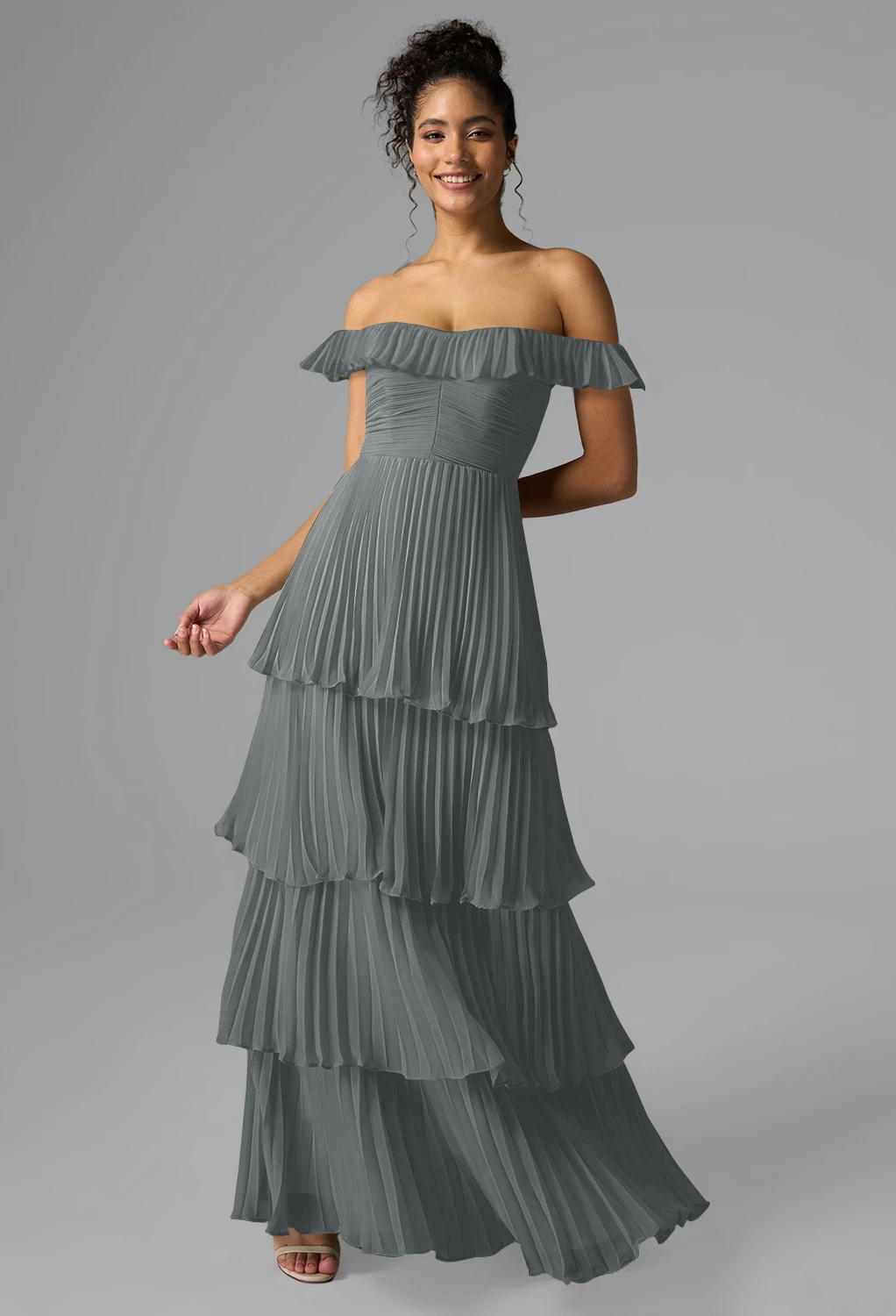knee length dresses for ladies TDY Light Grey Maxi Infinity Bridesmaid Dress – Thedaintyard main image 0