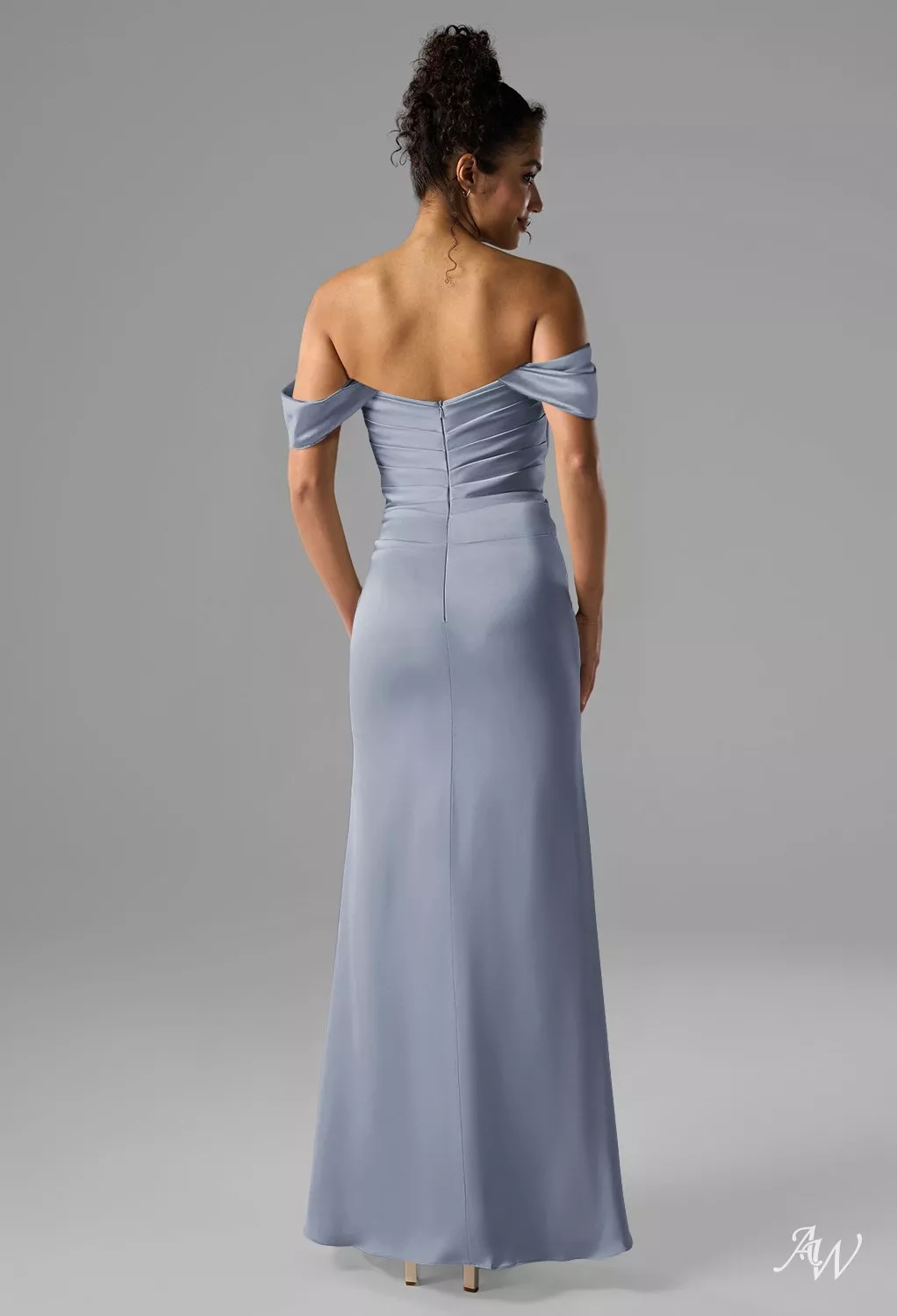 dusty blue satin bridesmaid dresses AW.Bridal Mermaid Sweetheart Neckline Floor Length Off the Shoulder Ruching Split Long Dress Size 6 Black 3 Piece Slim PublishMonth: 05-2026 Color:Rustic Brown Height 175cm