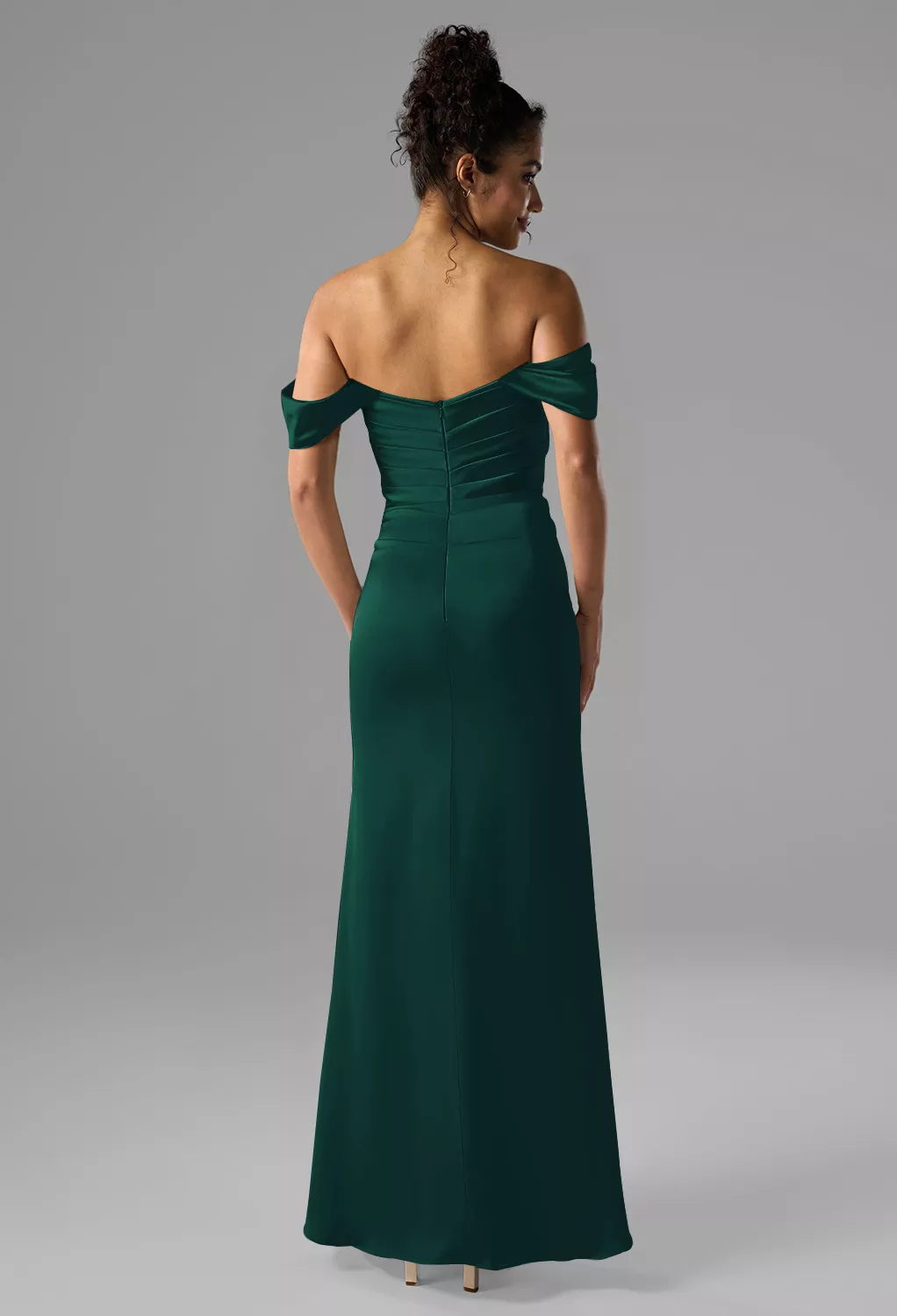 size chart for bill levkoff bridesmaid dresses Green Bridesmaid Dress 2021 Off the Shoulder Crepe Satin Maxi Dress with Slit Burnt Orange / 14