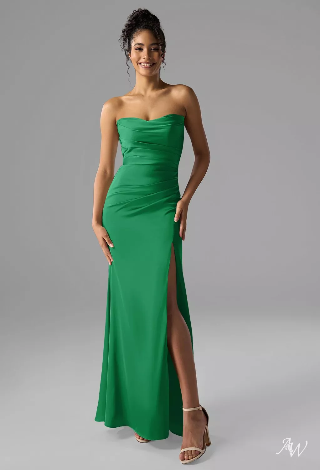 green terry dress AW.Bridal Mermaid Sweetheart Neckline Floor Length Sleeveless Strapless Satin Ruching Split Long Bridesmaid Dresses Jolly Size 18 Womens dresses