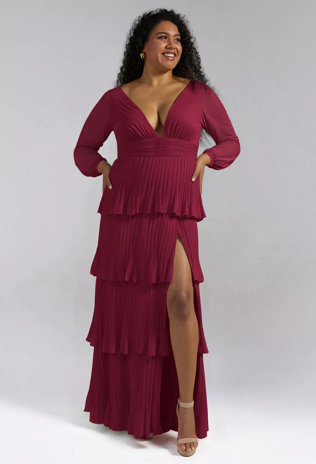 princess polly baby blue dress Burgundy Wedding Guest Outfits: 26 Stylish Winter Looks main image 0