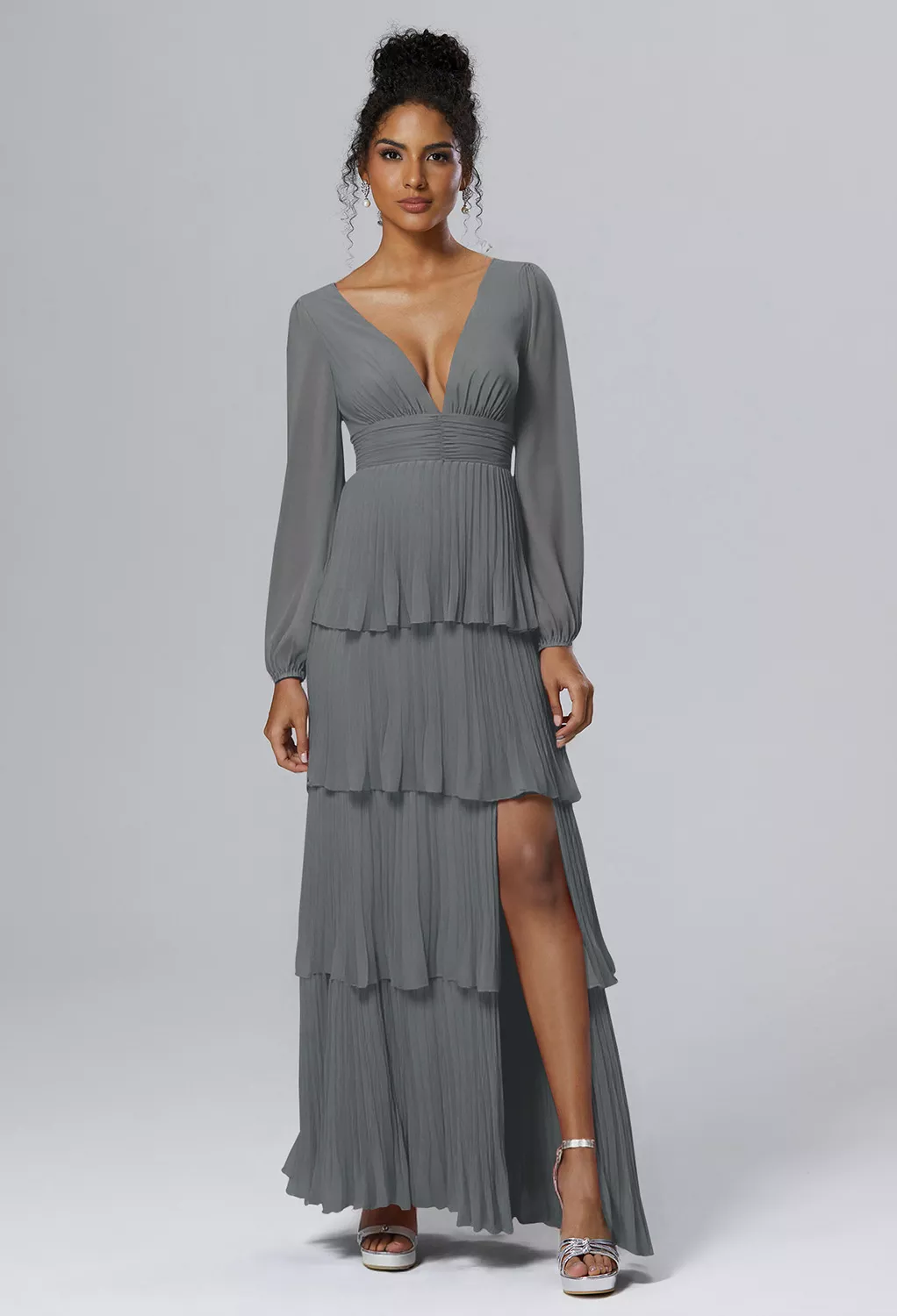 Steel Gray Black Tie Wedding Guest Dresses | AW.Bridal