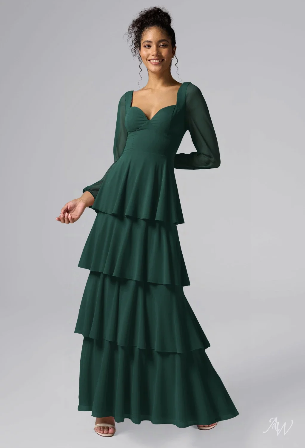 deep emerald bridesmaid dresses David's Bridal Gold Metallic Taupe Lace and Mesh Long Strapless Dress –  Sonderleigh main image 1