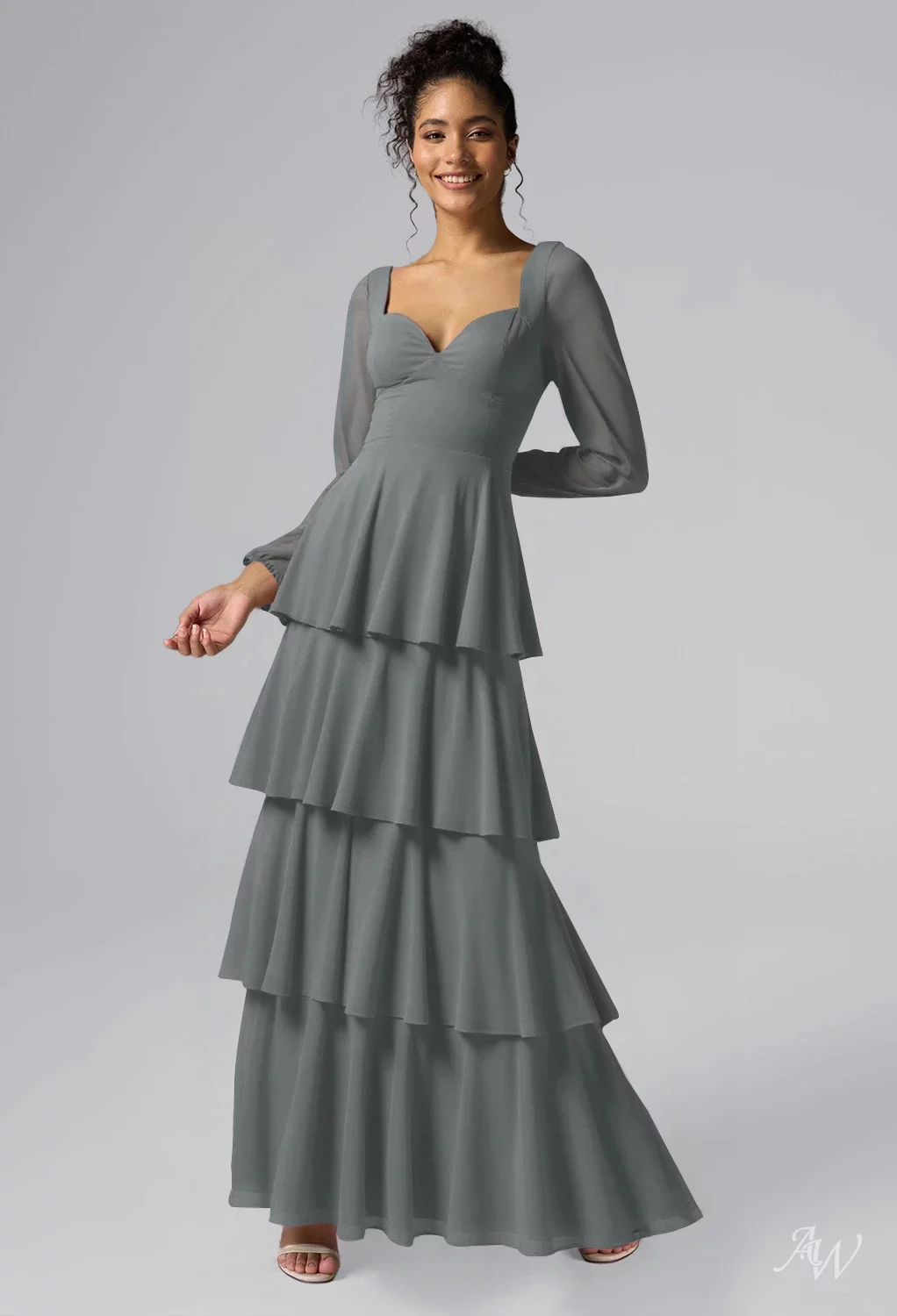 slim fit dress slacks Grey Lace Tulle Wedding Dresses with Sweetheart Neckline, Spaghetti Straps & Chapel Train main image 1