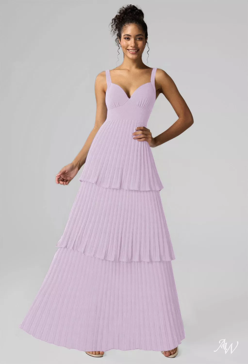 lilac and pink bridesmaid dresses AW.Bridal A-line V-Neck Floor Length Sleeveless Pleat Ruffles Tiered Wedding Guest Dress Size 4 Color:As-picture cutesy and will be Dress woman Talbot Runhof Web Collection: Birthday Girl
