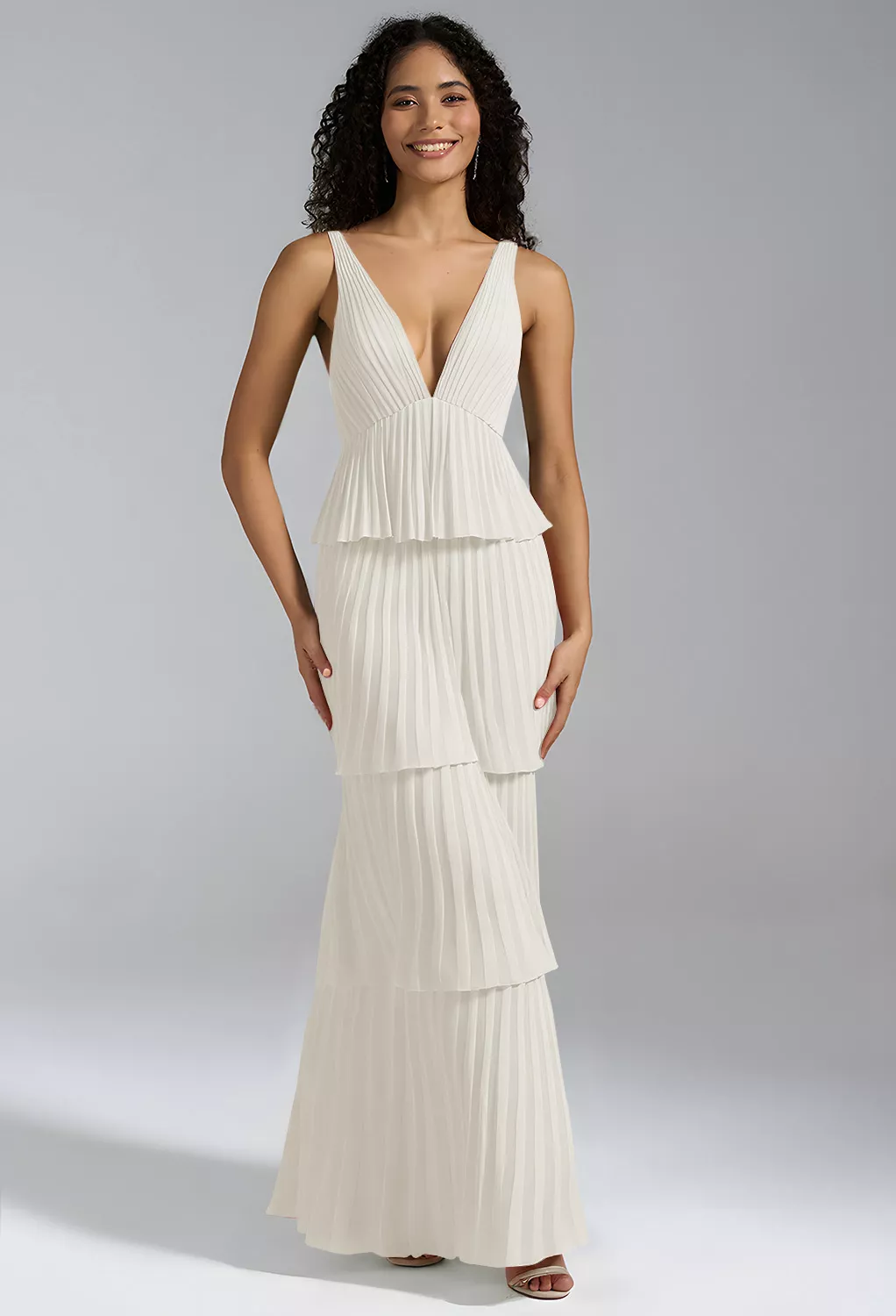 open lace back dress Simple A line Straps Long Ivory Prom Dress Birthday Outfits P471 –  PreppyDress main image 1