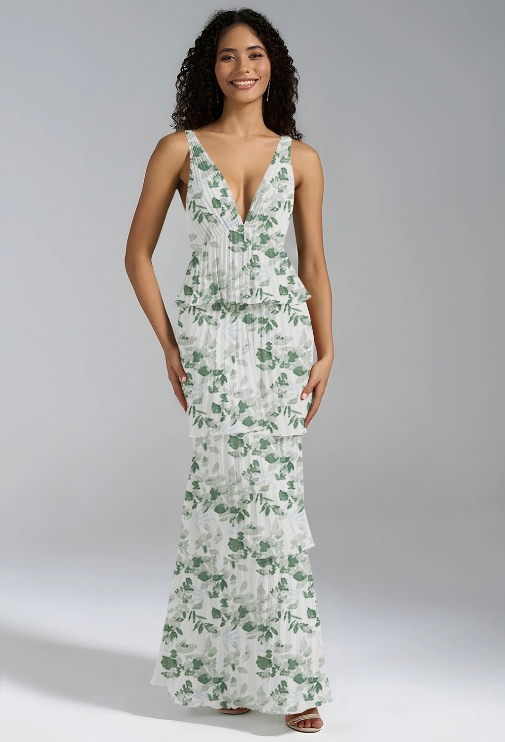 green color shades dress Celebrity jewel-colored dress for a photoshoot, luxury feel satin fabric –  Rent That Dress.US main image 1