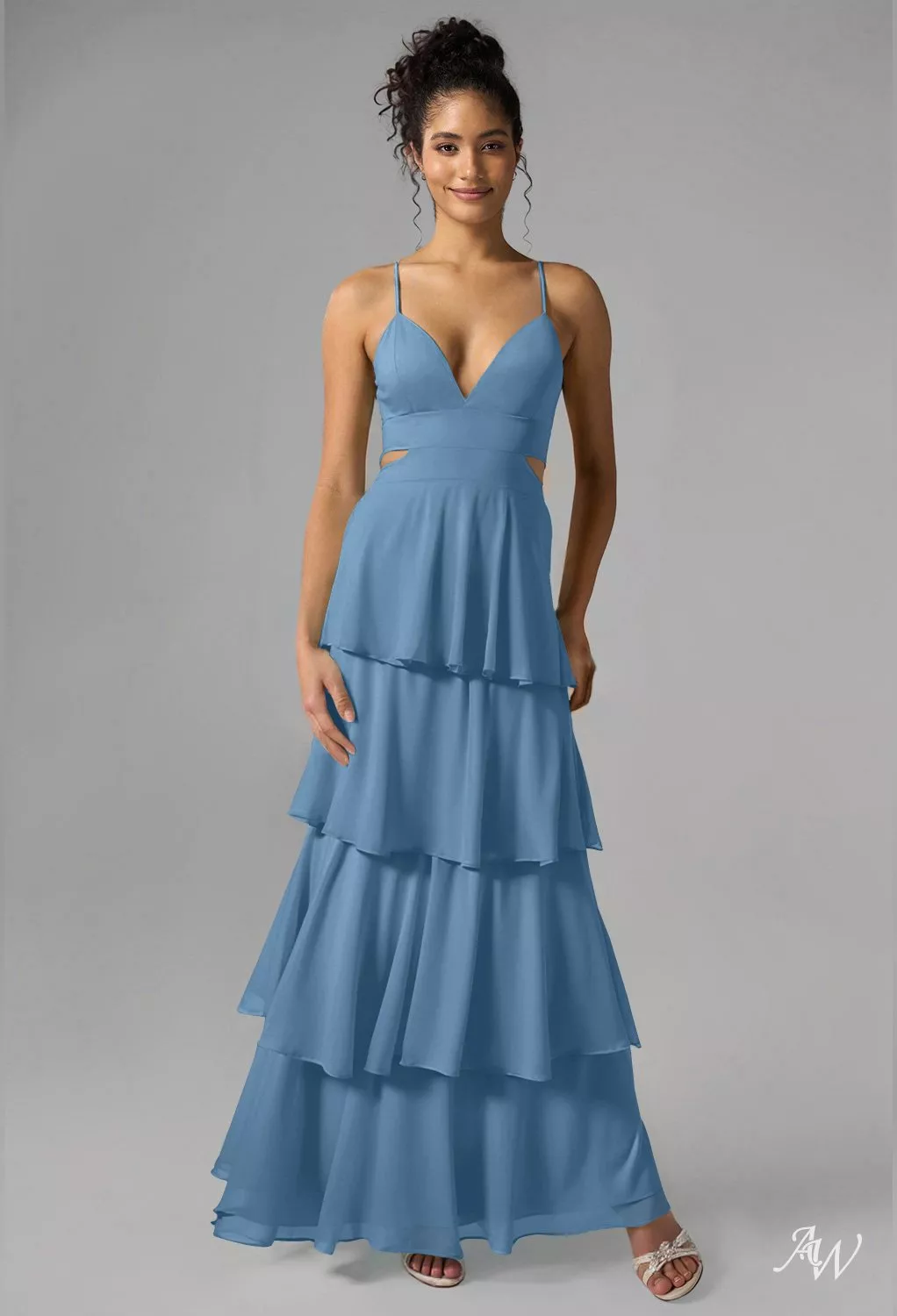 chinese dress ladies Sparkling Dusty Blue A-Line Flower Girl Dress main image 1