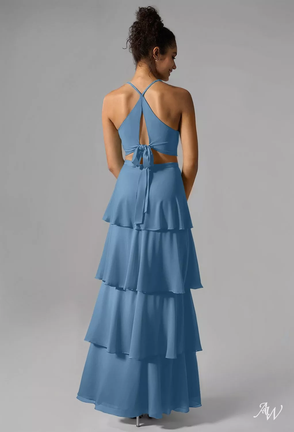 princess polly baby blue dress Shasi Dusty Blue Floral Satin Bridesmaid Dress