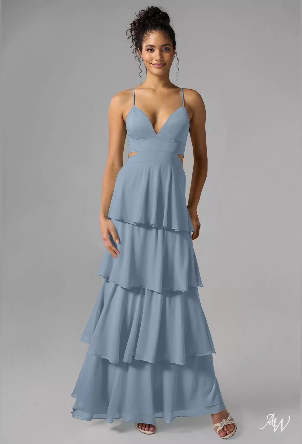 sachin and babi light blue dress Sky Blue Bridesmaids Dresses Halter Straps V-Neck Lace Up Back Stretch Satin Bridesmaid Dress with Slit