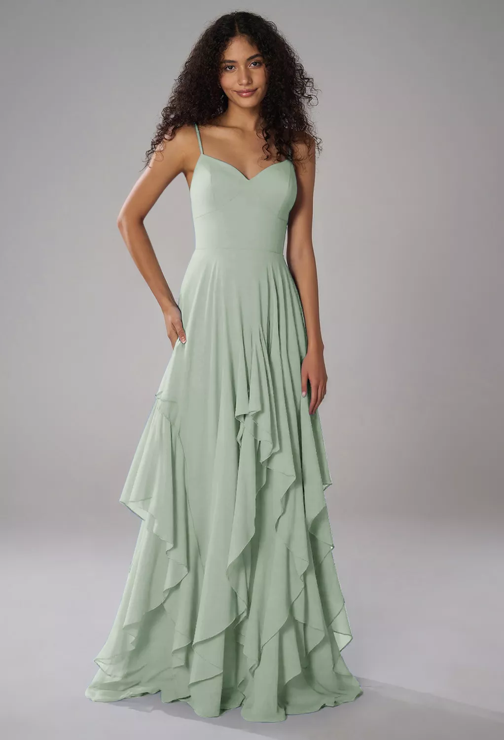 sexy sage green dress Mermaid Sage Green High Slit Dress main image 0