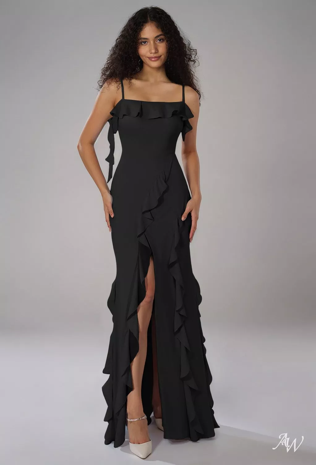 black bridesmaid dresses high neck AW.Bridal Mermaid Scoop/U-Neck Floor Length Sleeveless Spaghetti Straps Ruffles Split Tiered Long Dress Size 16 Opulessa Red Summer Casual formal gown with sleeves Color:Bright Blue while the wrap waist