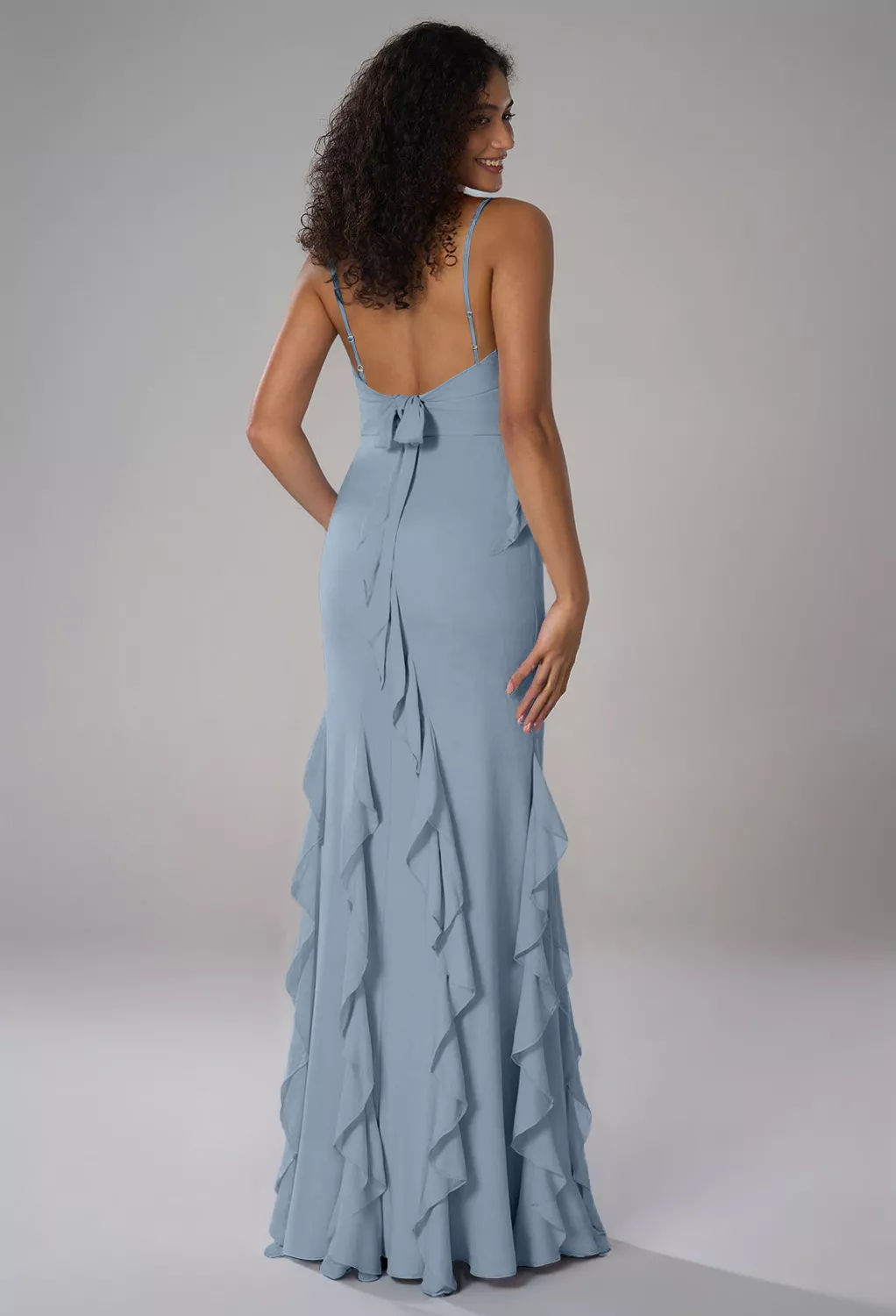 Light Dusty Blue, Chiffon, Floor Length, Maxi & Bridesmaid Dresses |  AW.Bridal