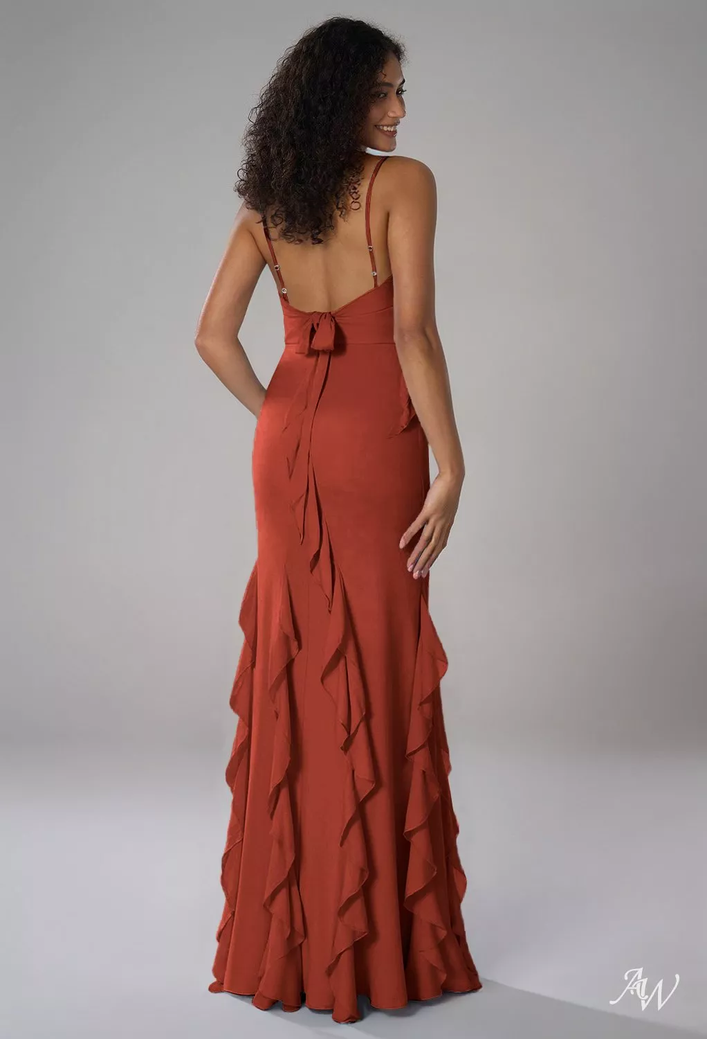 rust bridesmaid dress Azazie Brielle Ready to Ship Stretch Satin Dresses A little sweet and a little sexy Green - We are are