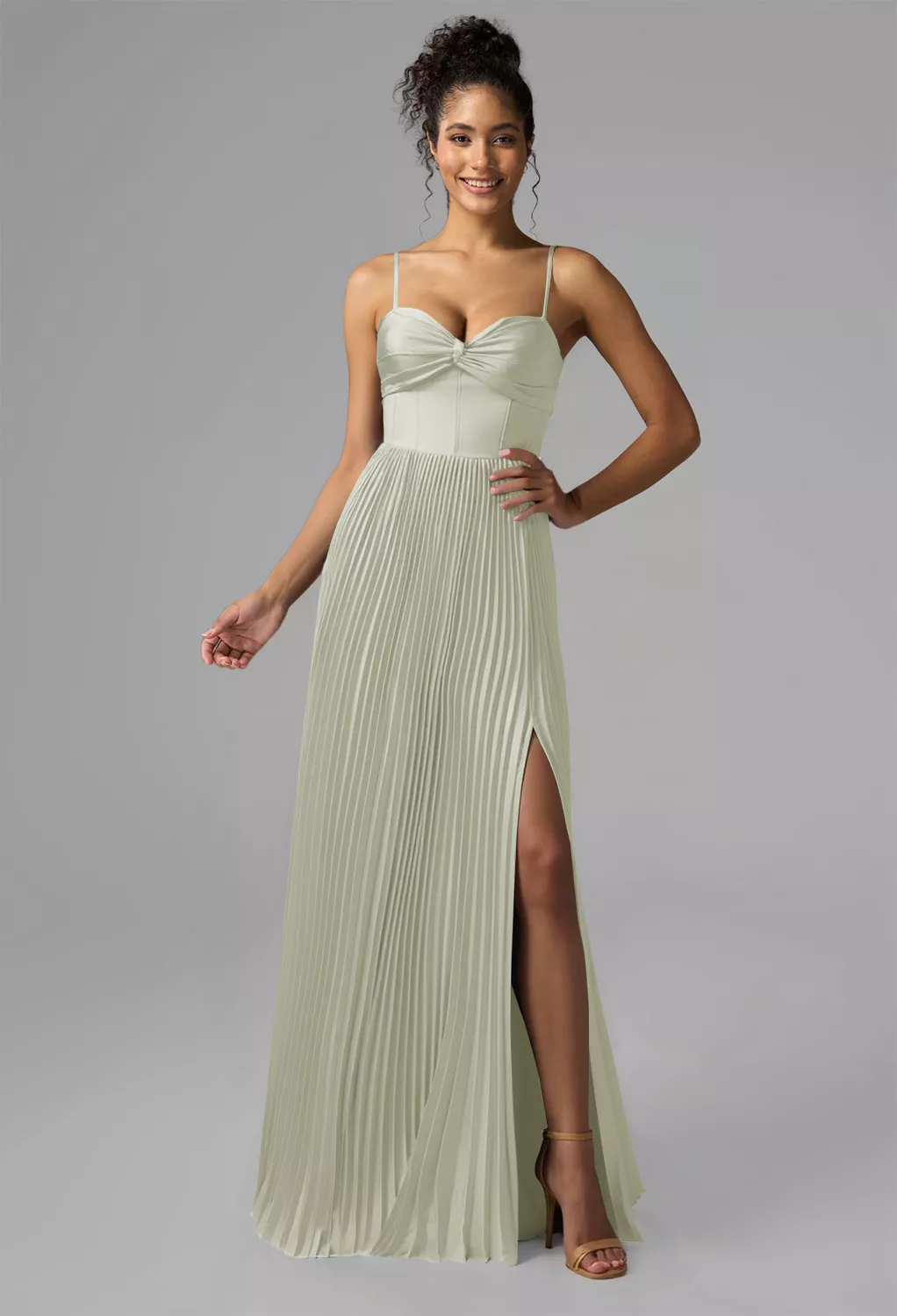 green emerald velvet dress Mac Duggal - Green Sleeveless Embroidered Trumpet Midi Dress main image 0