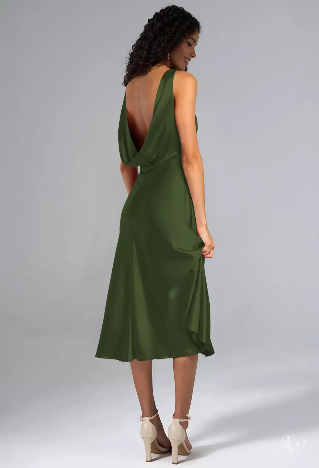 olive green tea length dresses Green Floral Jacquard Fit And Flare Tea Length Dress