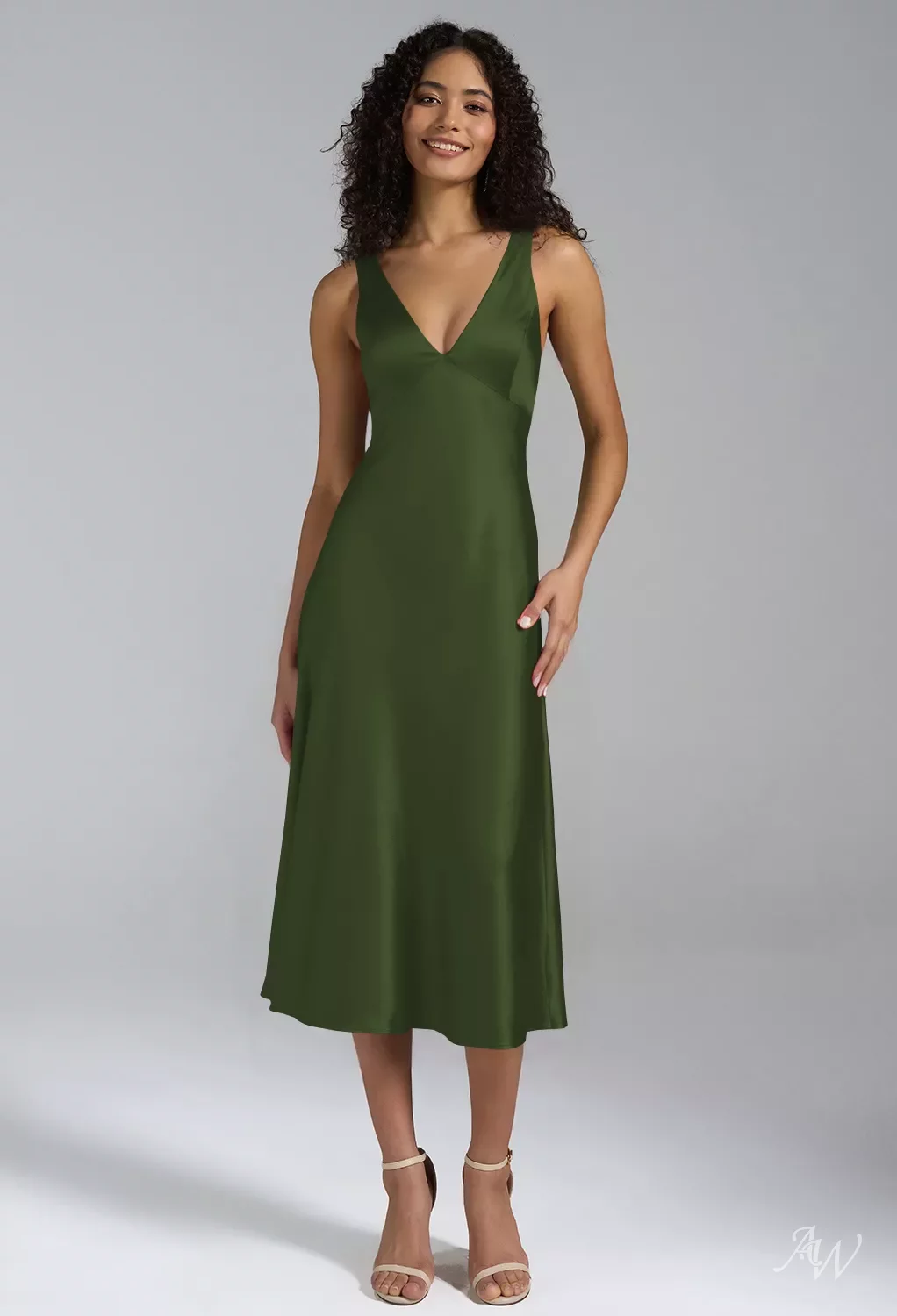 olive green tea length dresses ZAPAKA Women Olive Wedding Guest Dress with Feathers Sheath Bateau Neck Tea  Length Formal Dress main image 1