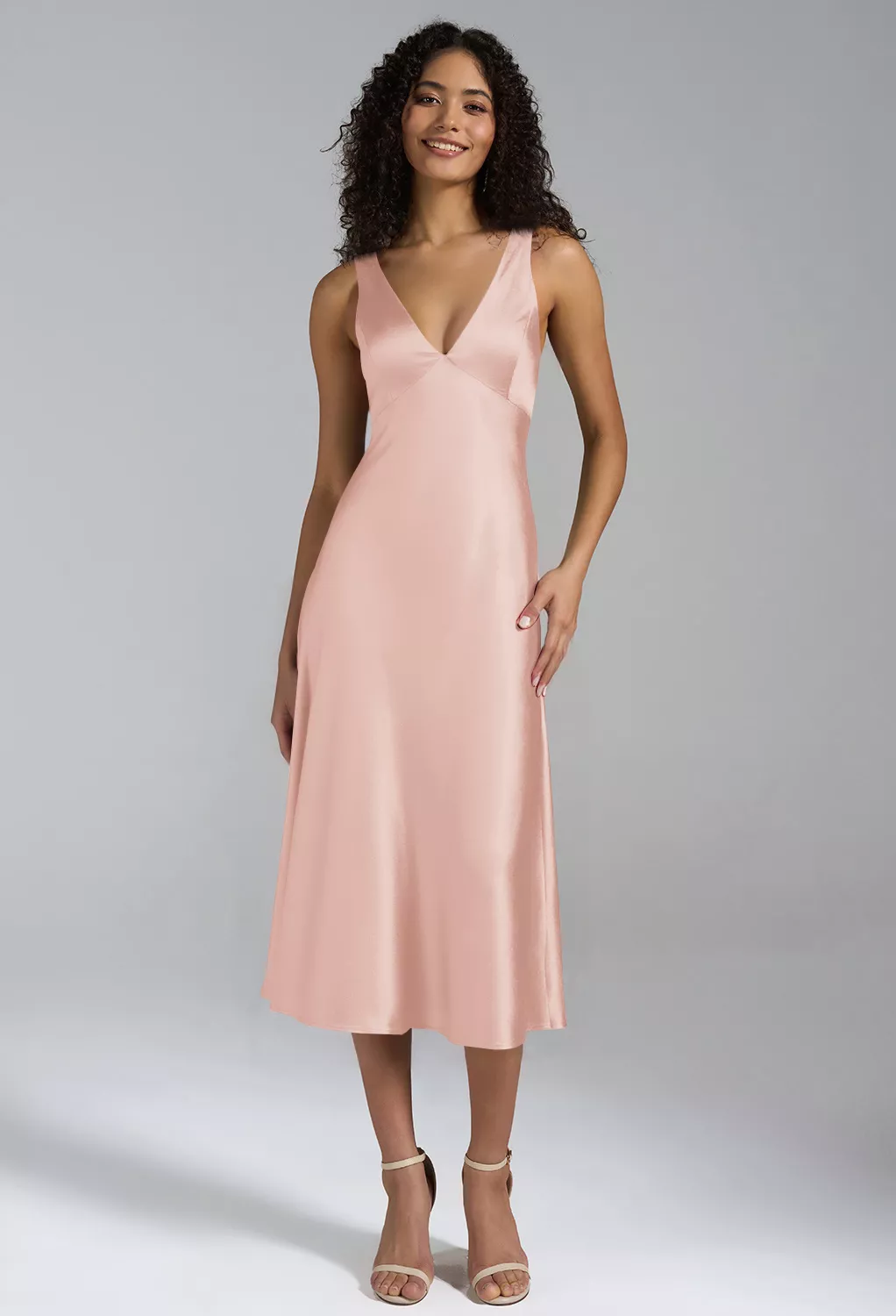 empire waist dress with v neck Ruffled V-Neck Empire Waist Maxi Dress Pink / S